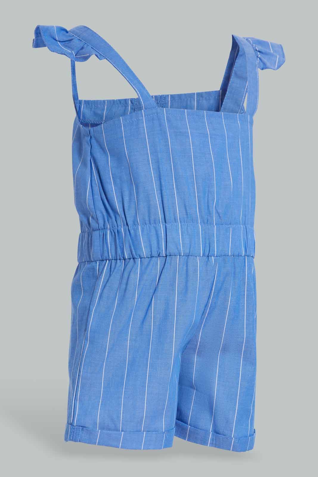 Redtag-Blue-Printed-Stripes-Jumpsuit-Category:Jumpsuits,-Colour:Blue,-Deals:2-For-90,-Filter:Infant-Girls-(3-to-24-Mths),-Infant-Girls-Jumpsuits,-S22C,-Section:Girls-(0-to-14Yrs)-Infant-Girls-3 to 24 Months