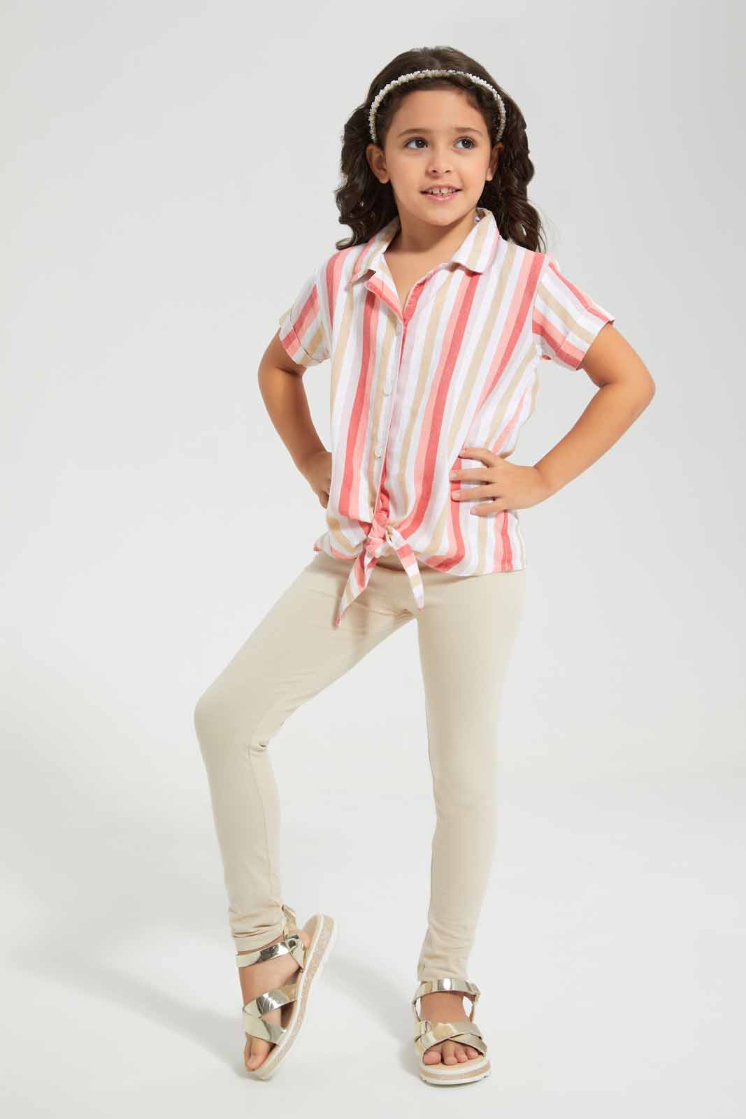 Redtag-White-Knotted-Shirt-Blouse-Category:Blouses,-Colour:White,-Filter:Girls-(2-to-8-Yrs),-GIR-Blouses,-Non-Sale,-S22C,-Section:Girls-(0-to-14Yrs)-Girls-2 to 8 Years