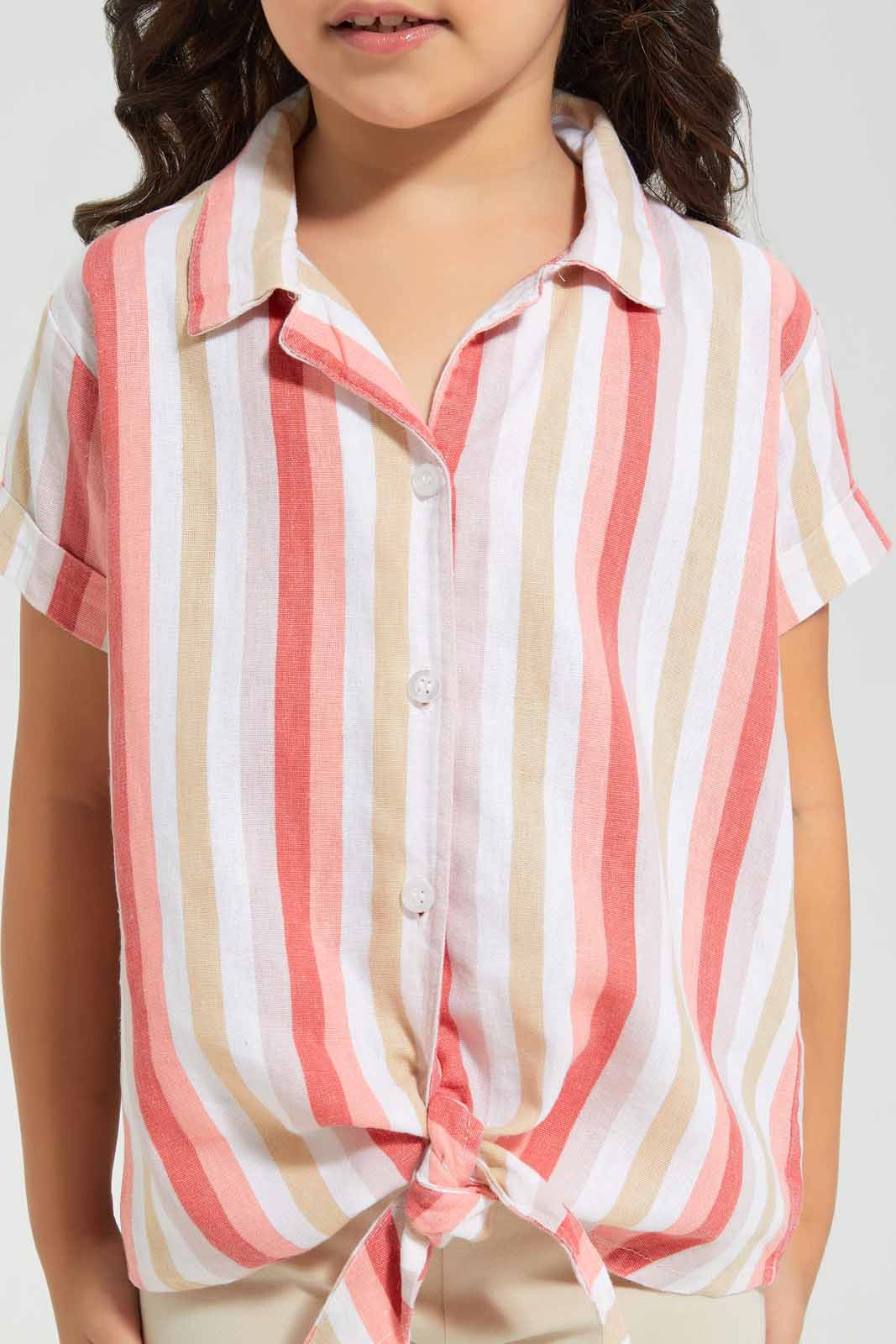 Redtag-White-Knotted-Shirt-Blouse-Category:Blouses,-Colour:White,-Filter:Girls-(2-to-8-Yrs),-GIR-Blouses,-Non-Sale,-S22C,-Section:Girls-(0-to-14Yrs)-Girls-2 to 8 Years