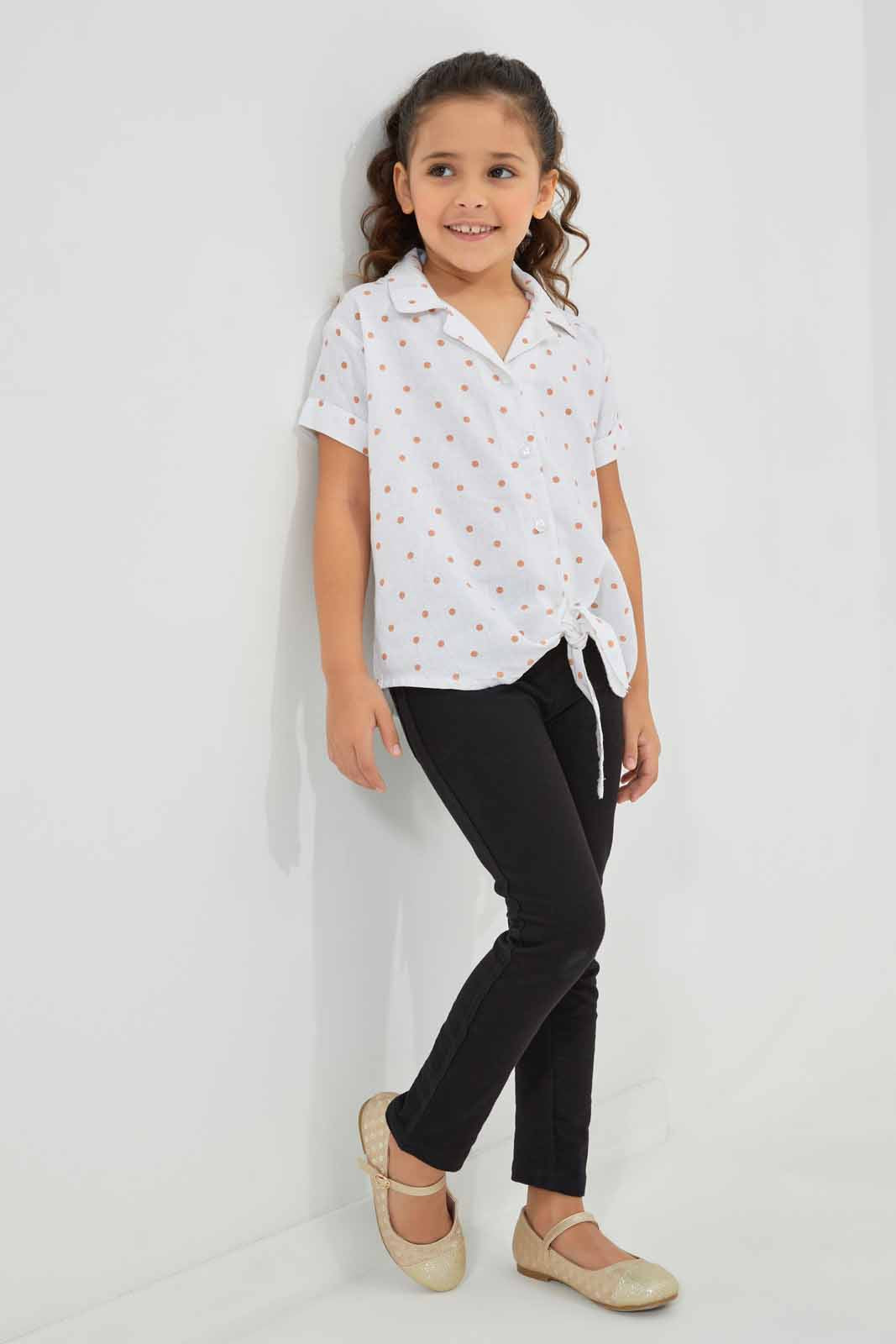 Redtag-White-Knotted-Shirt-Blouse-Category:Blouses,-Colour:White,-Filter:Girls-(2-to-8-Yrs),-GIR-Blouses,-Non-Sale,-S22C,-Section:Girls-(0-to-14Yrs)-Girls-2 to 8 Years