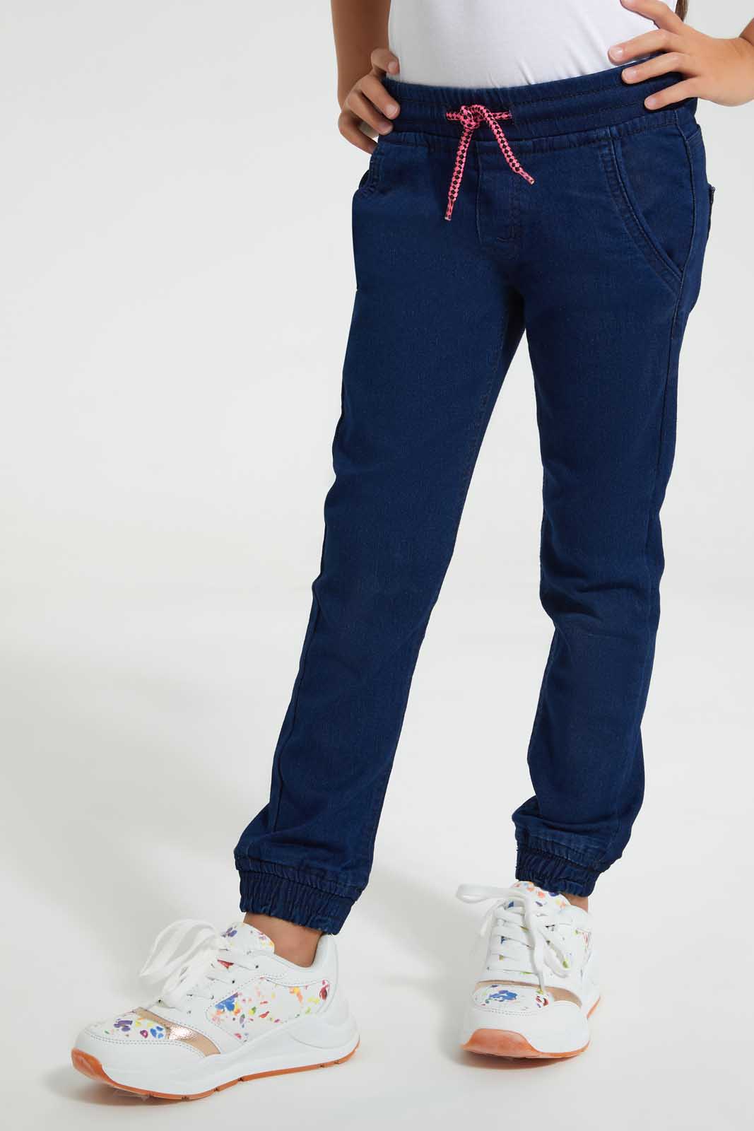 Redtag-Navy-Baggy-Jean-Category:Jeans,-Colour:Navy,-Deals:4-For-90,-Deals:Sale,-Filter:Girls-(2-to-8-Yrs),-Girls-Jeans,-S22C,-Sale-GIR-APL,-Section:Girls-(0-to-14Yrs)-Girls-2 to 8 Years