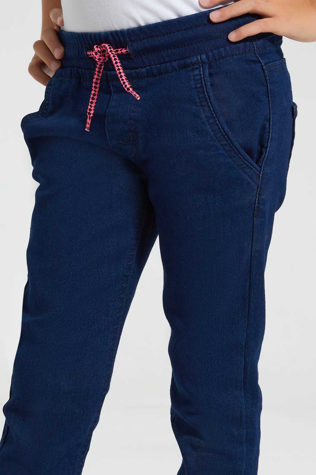 Redtag-Navy-Baggy-Jean-Category:Jeans,-Colour:Navy,-Deals:4-For-90,-Deals:Sale,-Filter:Girls-(2-to-8-Yrs),-Girls-Jeans,-S22C,-Sale-GIR-APL,-Section:Girls-(0-to-14Yrs)-Girls-2 to 8 Years