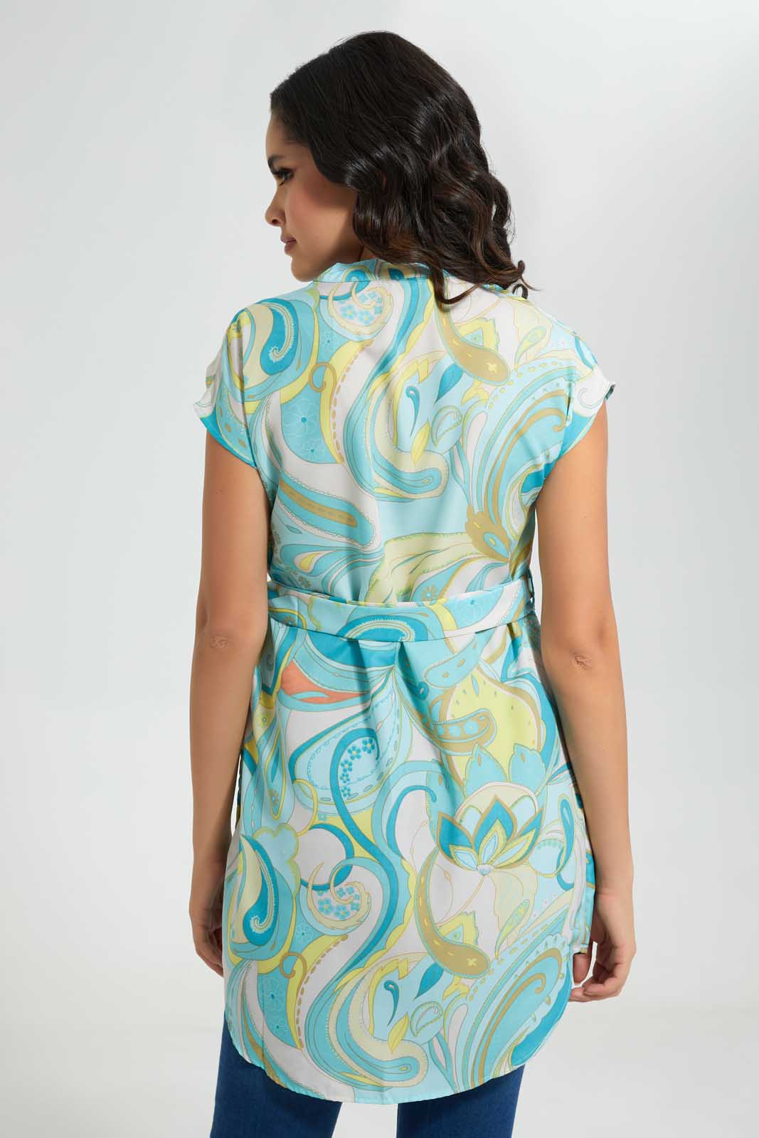 Redtag-Printed-Belted-Tunic-Dress-Blouses-Women's-