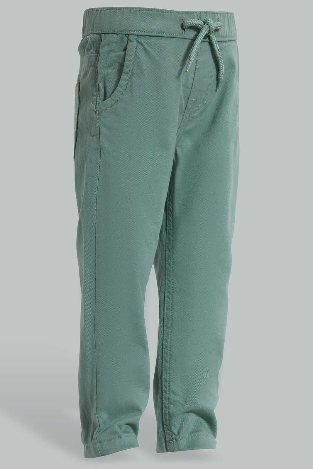 Redtag-Green-Twill-Pull-On-Category:Trousers,-Colour:Green,-Deals:New-In,-Filter:Infant-Boys-(3-to-24-Mths),-INB-Trousers,-New-In-INB-APL,-Non-Sale,-S22D,-Section:Boys-(0-to-14Yrs),-TBL-Infant-Boys-3 to 24 Months