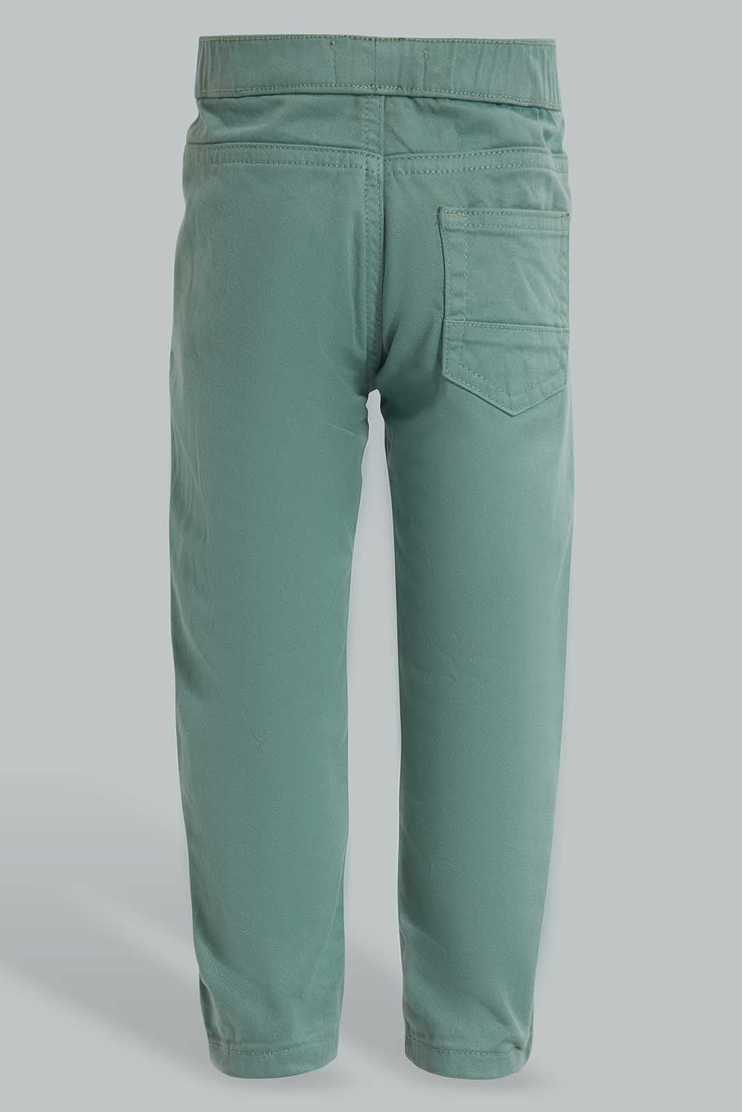 Redtag-Green-Twill-Pull-On-Category:Trousers,-Colour:Green,-Deals:New-In,-Filter:Infant-Boys-(3-to-24-Mths),-INB-Trousers,-New-In-INB-APL,-Non-Sale,-S22D,-Section:Boys-(0-to-14Yrs),-TBL-Infant-Boys-3 to 24 Months