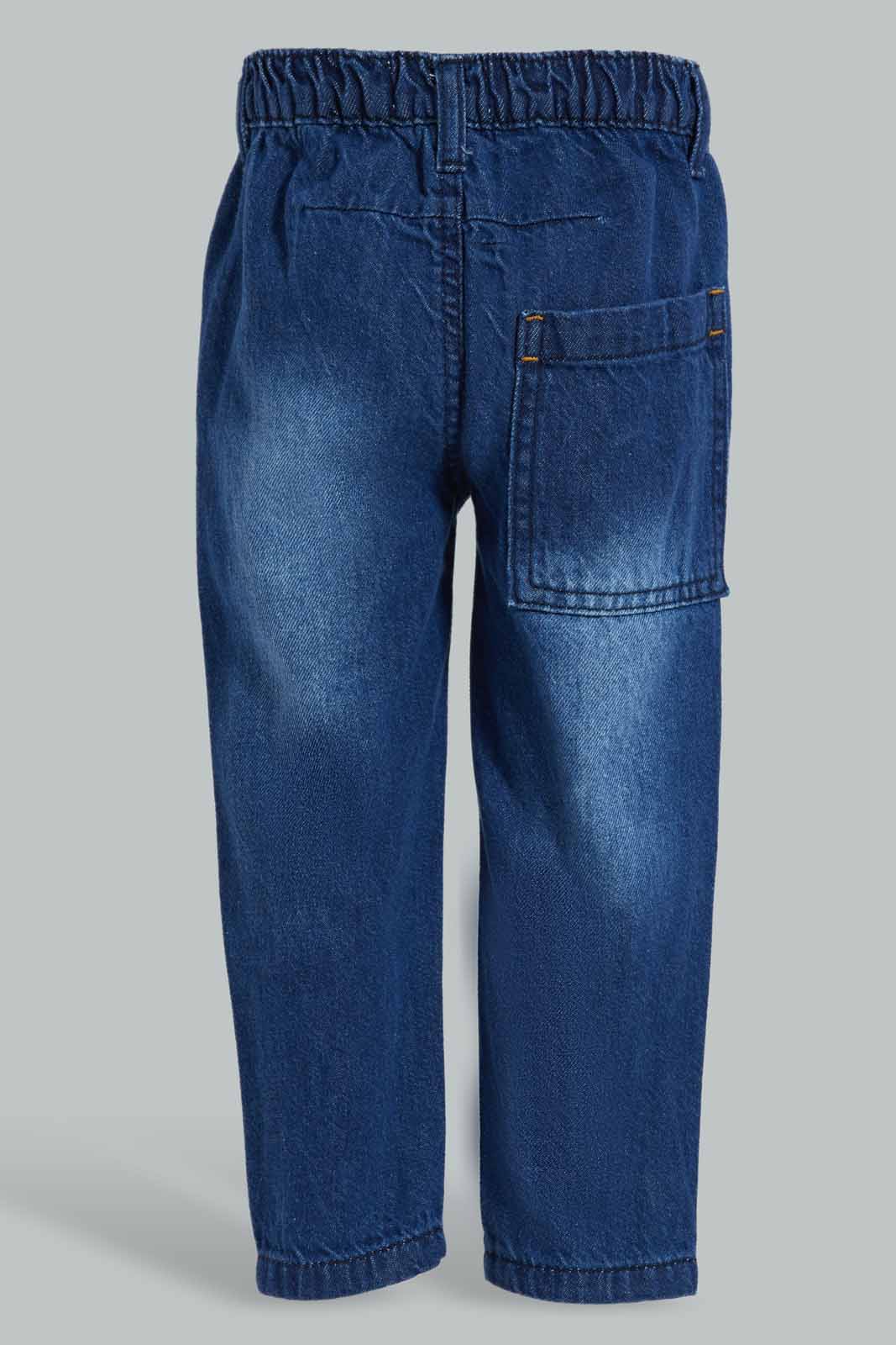 Redtag-Dark-Wash-Anti-Fit-Loose-Denim-Pant-Pull-On-Jeans-Pull-On-Infant-Boys-3 to 24 Months