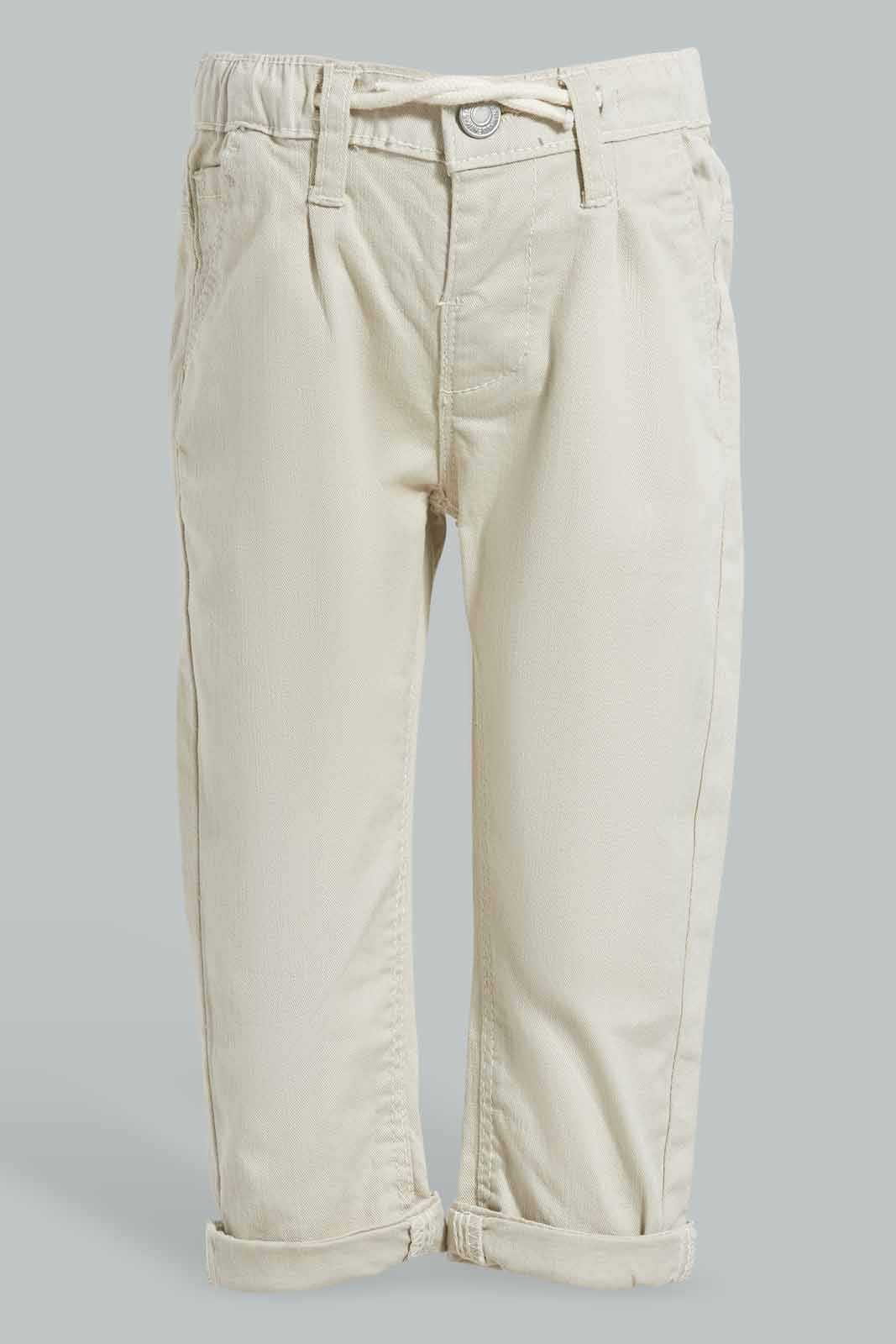 Redtag-Beige-Color-Denim-Pull-Pant-Jeans-Pull-On-Infant-Boys-3 to 24 Months