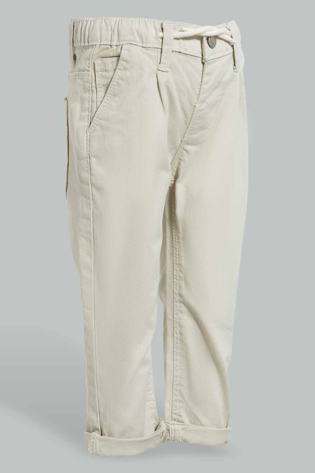 Redtag-Beige-Color-Denim-Pull-Pant-Jeans-Pull-On-Infant-Boys-3 to 24 Months