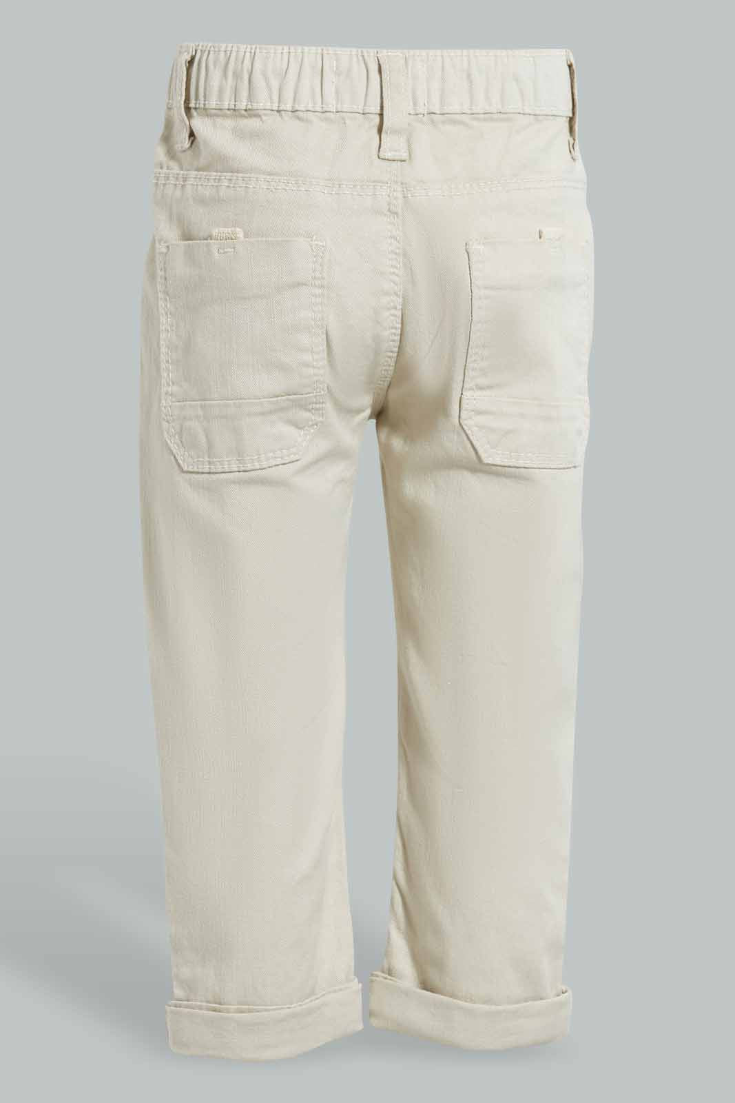 Redtag-Beige-Color-Denim-Pull-Pant-Jeans-Pull-On-Infant-Boys-3 to 24 Months