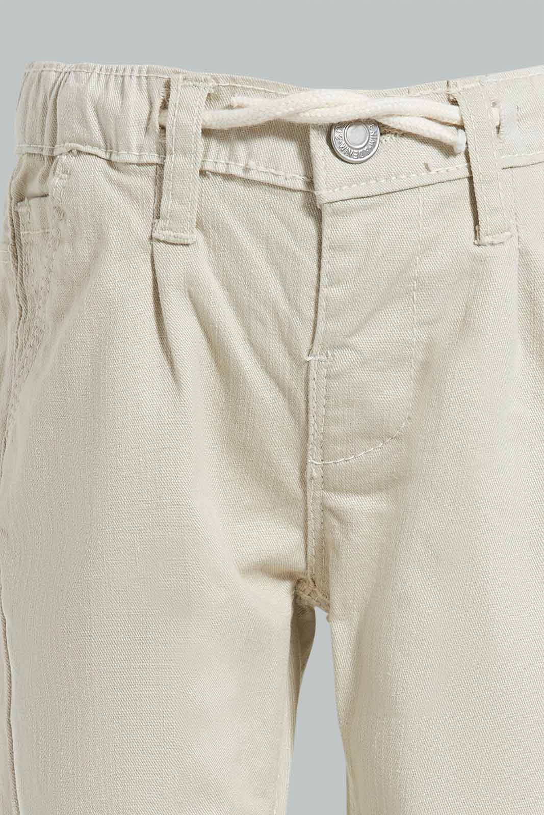 Redtag-Beige-Color-Denim-Pull-Pant-Jeans-Pull-On-Infant-Boys-3 to 24 Months