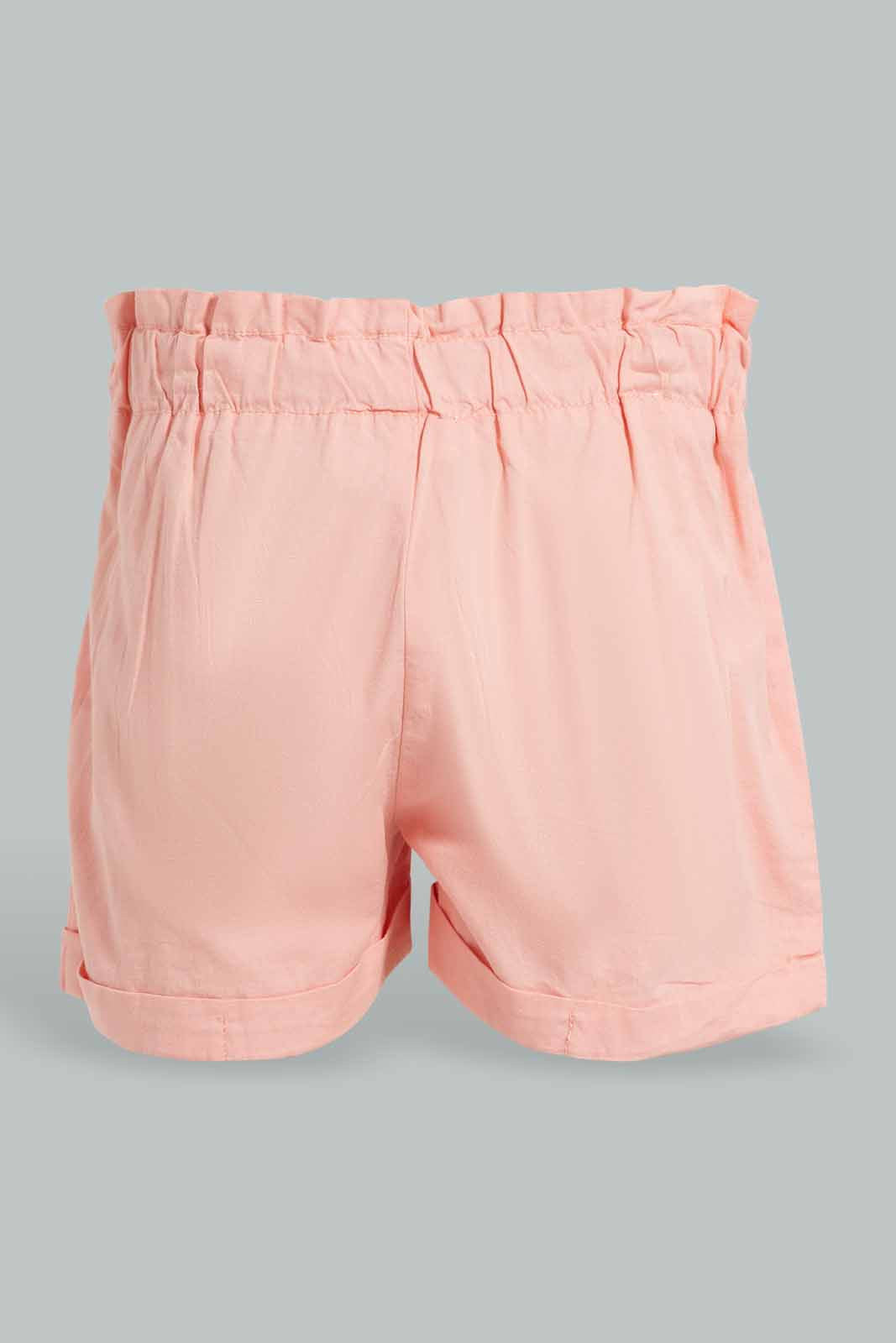 Redtag-Coral-Front-Pleats-Short-Casual-Shorts-Infant-Girls-3 to 24 Months
