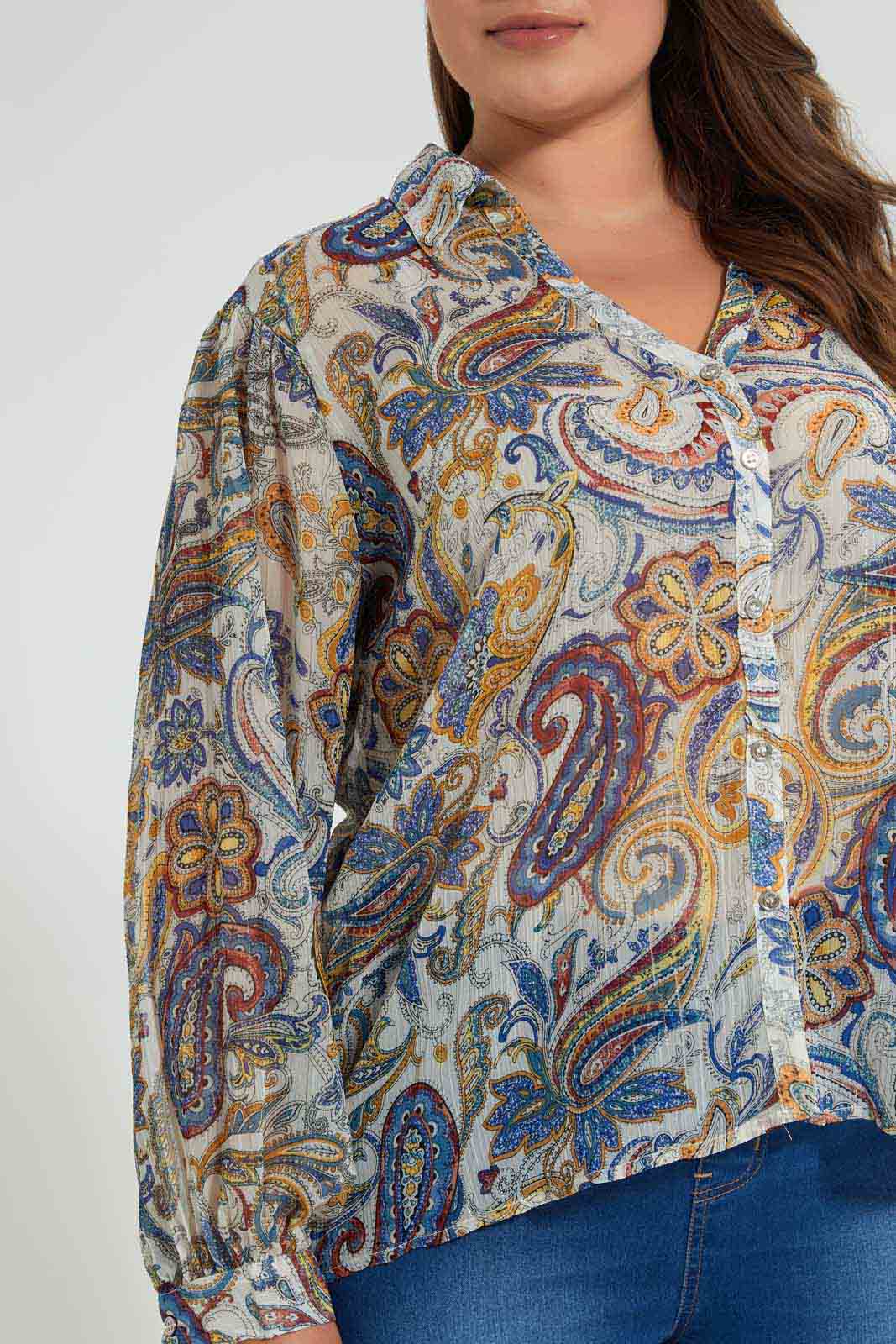 Redtag-Assorted-Paisley-Printed-Lurex-Dobby-Tiered-Dress-Blouses-Women's-