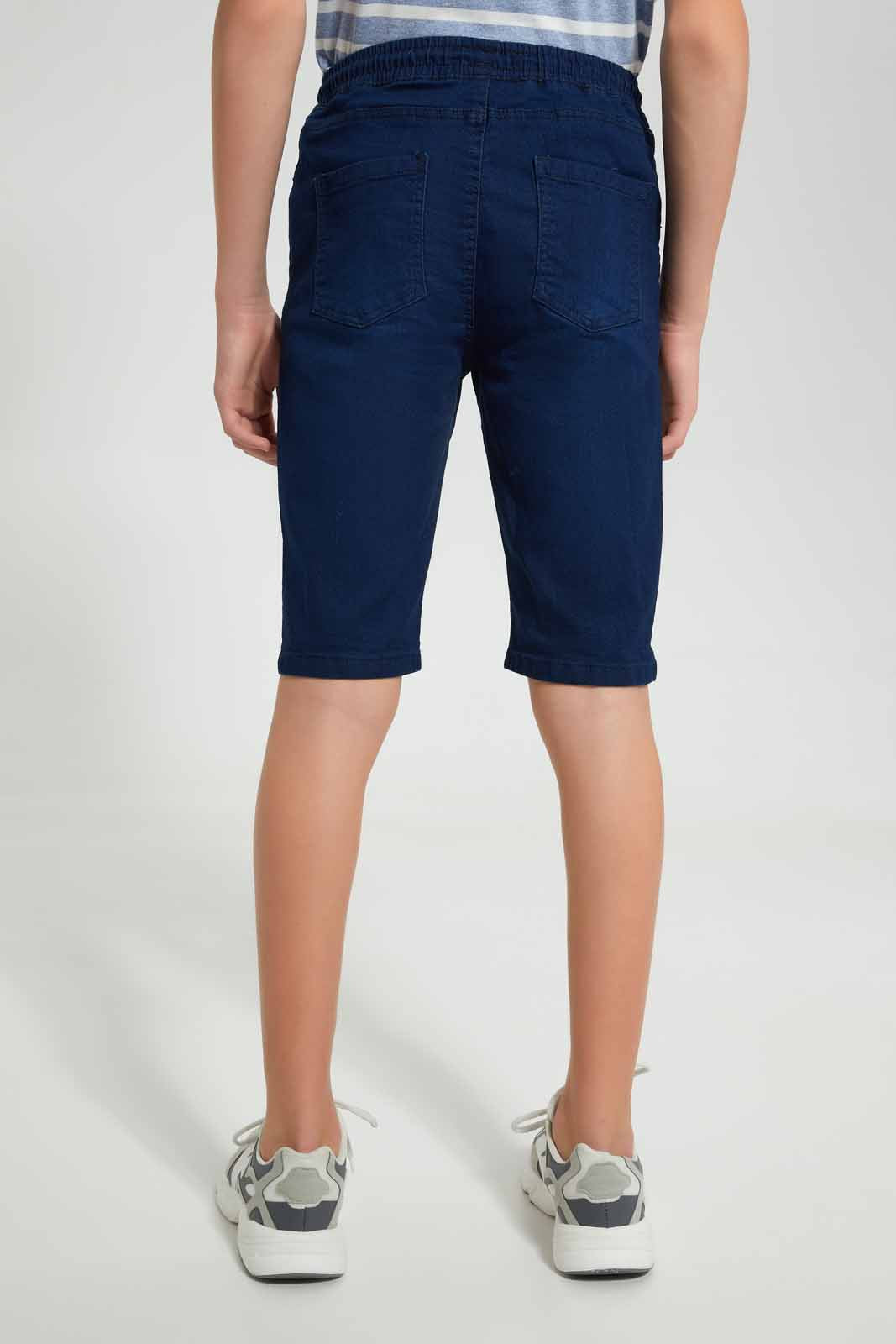 Redtag-Dark-Wash-Knit-Denim-Short-Denim-Shorts-Senior-Boys-9 to 14 Years