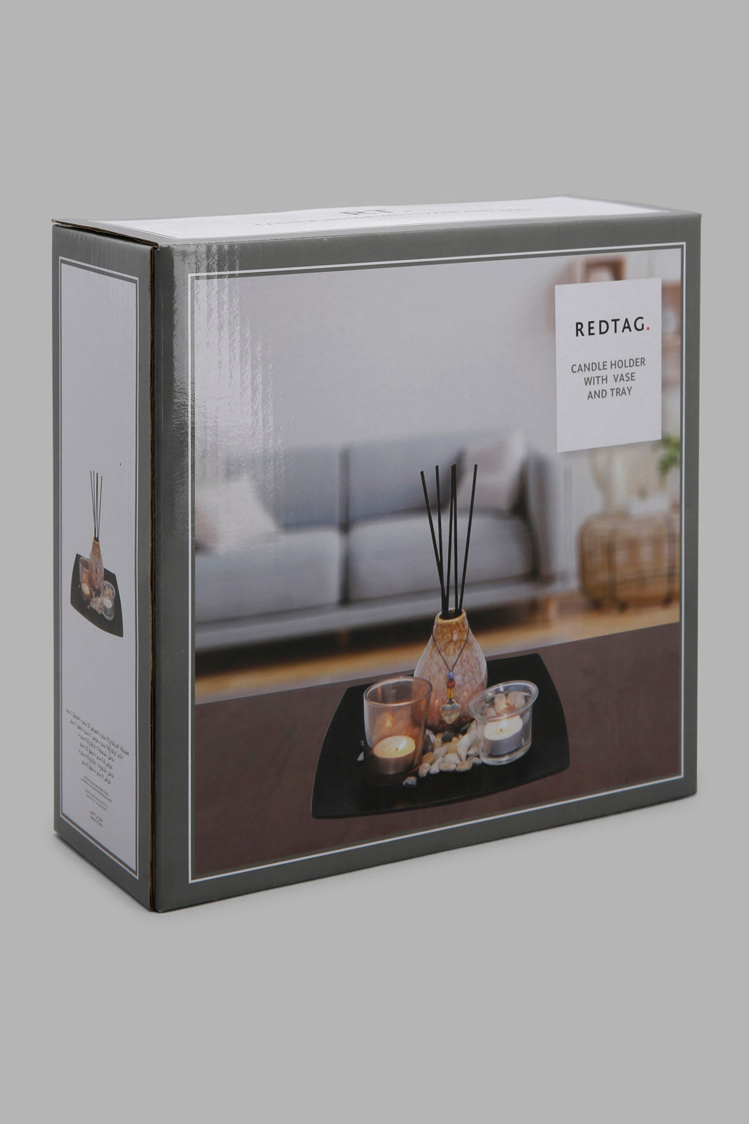 Redtag-Assorted-Tray-With-Candle-Holder-Set(4-Piece)-Category:Trays,-Colour:Multicolour,-Filter:Home-Decor,-HMW-HOM-Decorative-Accessories,-Non-Sale,-S22C,-Section:Homewares-Home-Decor-