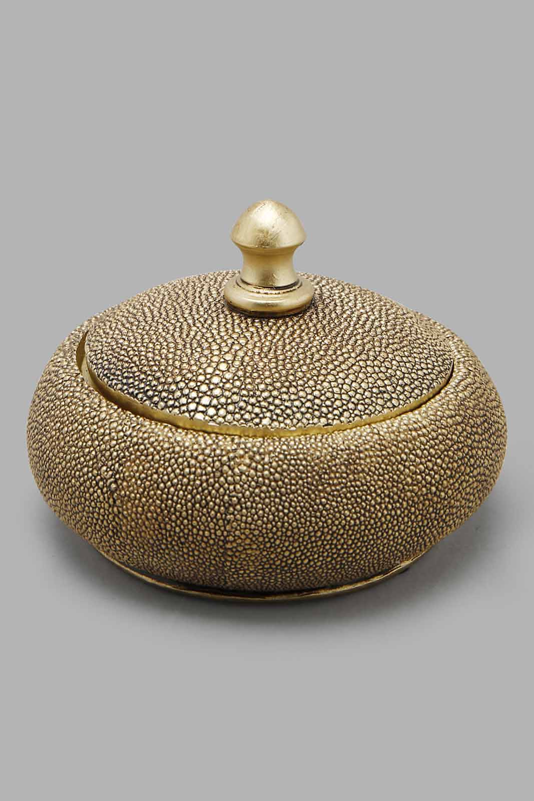 Redtag-Gold-Dottentextured-Jewellery-Box-Category:Fashion-Box,-Colour:Gold,-Deals:New-In,-Filter:Home-Decor,-HMW-HOM-Decorative-Accessories,-LEGACY,-New-In-HMW-HOM,-Non-Sale,-Section:Homewares,-W22O-Home-Decor-