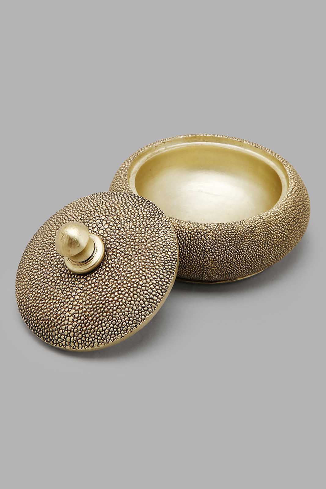 Redtag-Gold-Dottentextured-Jewellery-Box-Category:Fashion-Box,-Colour:Gold,-Deals:New-In,-Filter:Home-Decor,-HMW-HOM-Decorative-Accessories,-LEGACY,-New-In-HMW-HOM,-Non-Sale,-Section:Homewares,-W22O-Home-Decor-