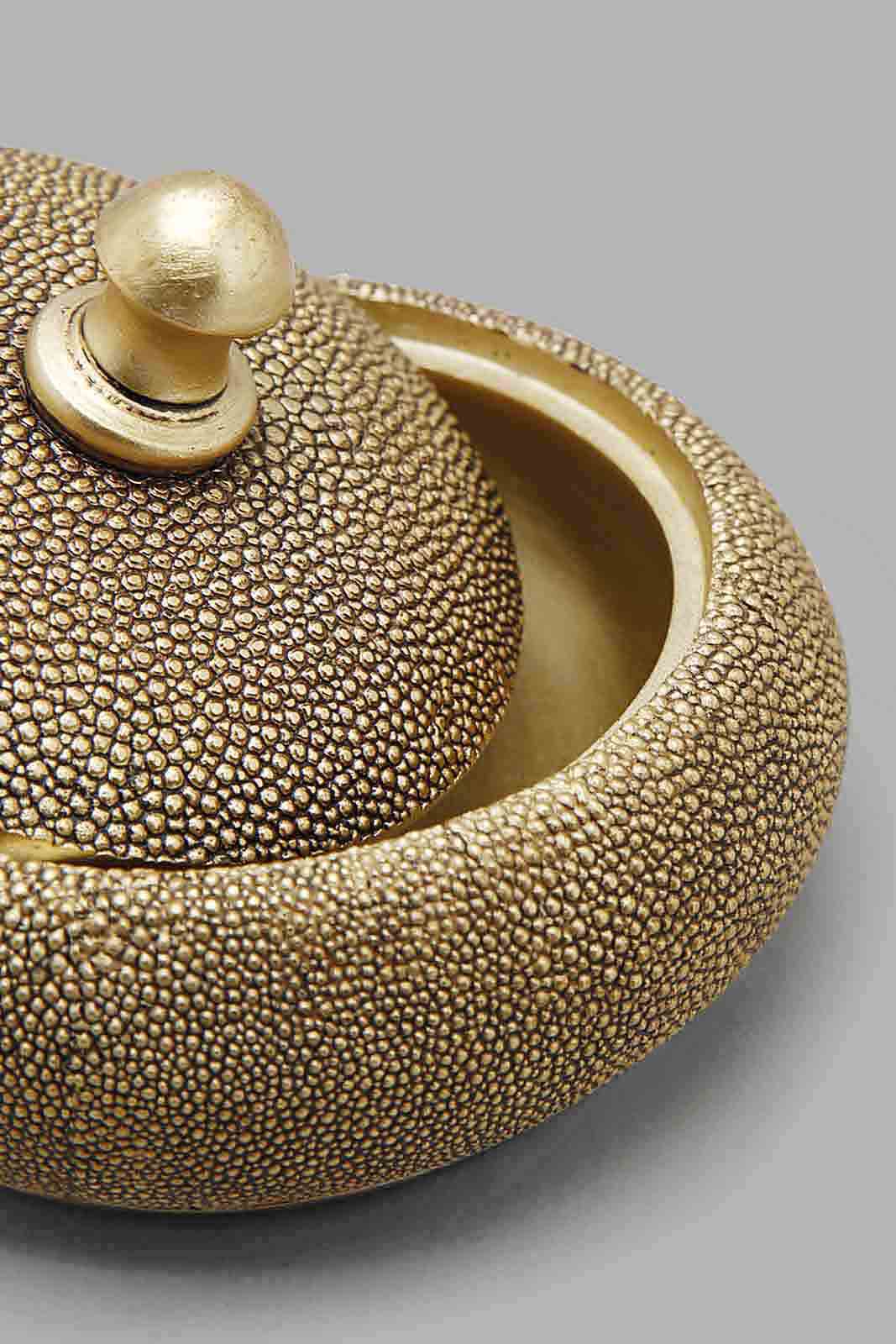 Redtag-Gold-Dottentextured-Jewellery-Box-Category:Fashion-Box,-Colour:Gold,-Deals:New-In,-Filter:Home-Decor,-HMW-HOM-Decorative-Accessories,-LEGACY,-New-In-HMW-HOM,-Non-Sale,-Section:Homewares,-W22O-Home-Decor-