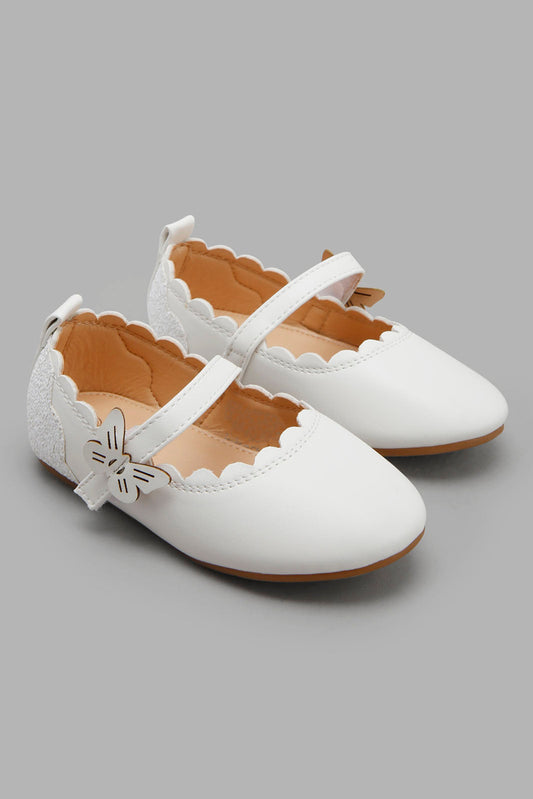 Redtag-White-Butterfly-Ballerina-Category:Shoes,-Colour:White,-Filter:Girls-Footwear-(1-to-3-Yrs),-ING-Shoes,-New-In,-New-In-ING-FOO,-Non-Sale,-Section:Girls-(0-to-14Yrs),-W22O-Infant-Girls-1 to 3 Years