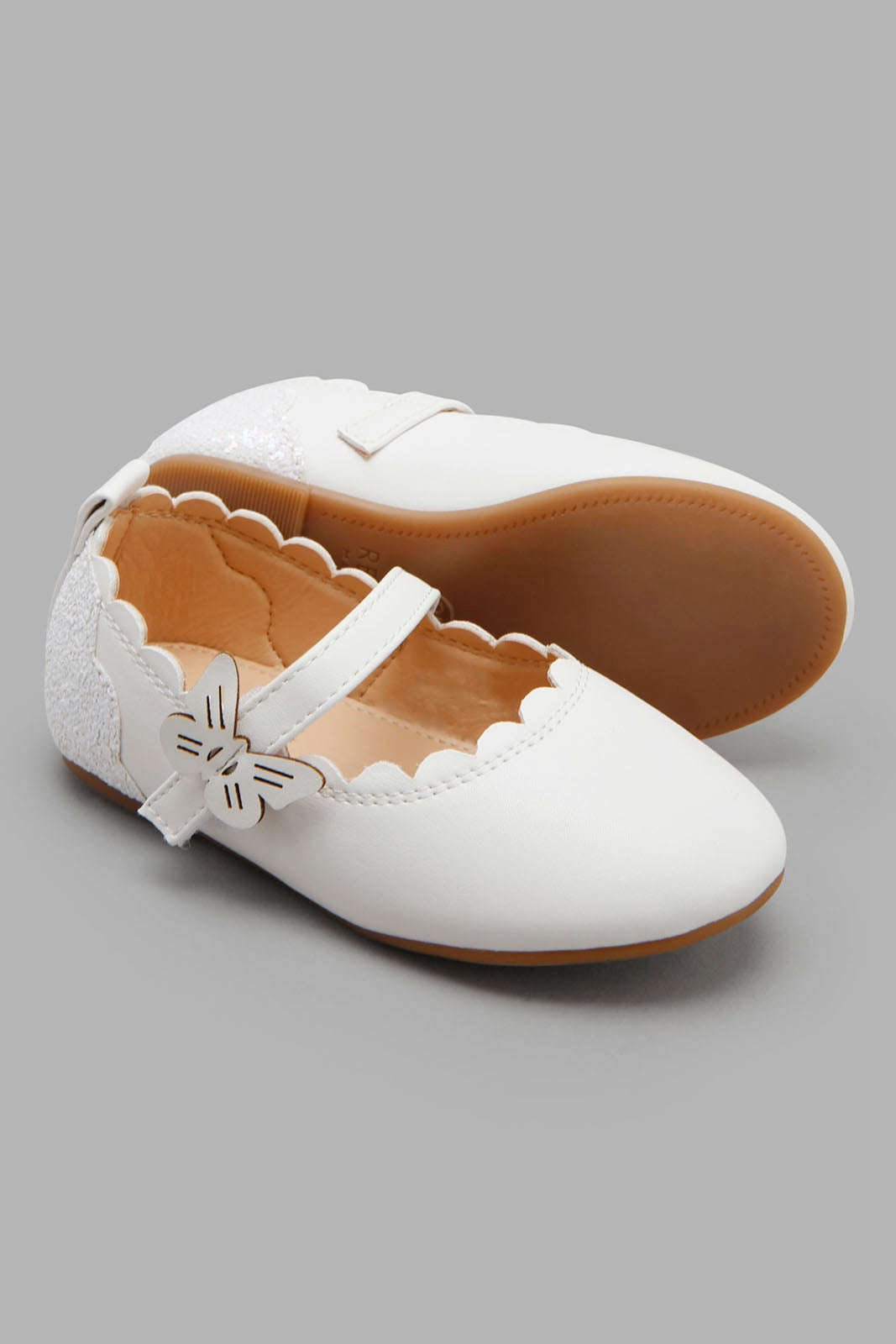 Redtag-White-Butterfly-Ballerina-Category:Shoes,-Colour:White,-Filter:Girls-Footwear-(1-to-3-Yrs),-ING-Shoes,-New-In,-New-In-ING-FOO,-Non-Sale,-Section:Girls-(0-to-14Yrs),-W22O-Infant-Girls-1 to 3 Years