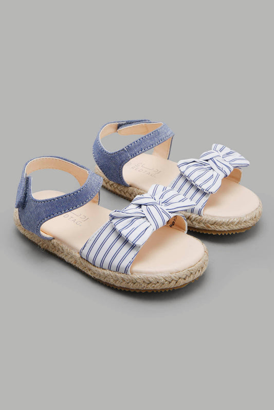 Redtag-Denim-Bow-Sandal-Category:Shoes,-Colour:Denim,-Filter:Girls-Footwear-(1-to-3-Yrs),-ING-Shoes,-New-In,-New-In-ING-FOO,-Non-Sale,-Section:Girls-(0-to-14Yrs),-W22O-Infant-Girls-1 to 3 Years