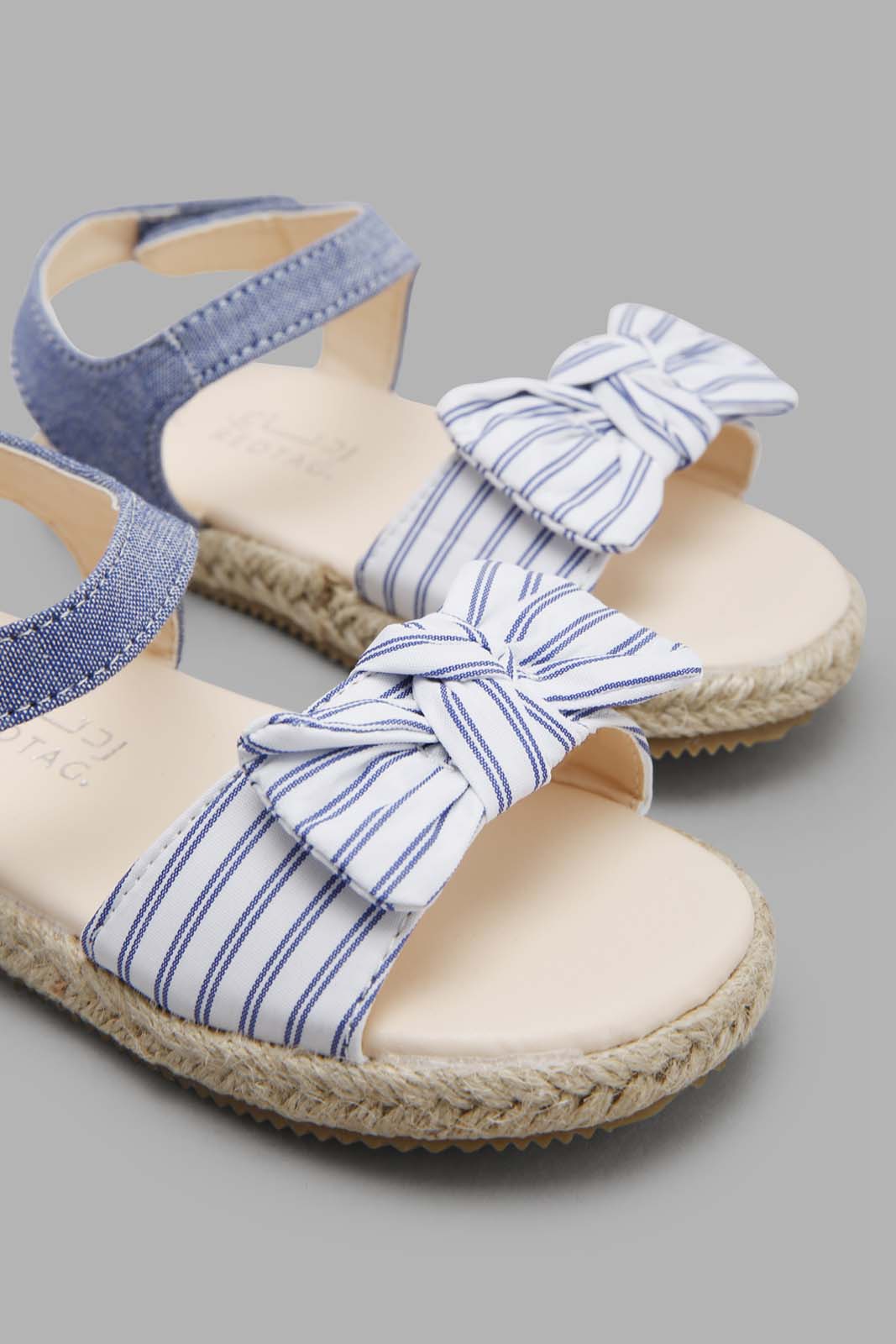 Redtag-Denim-Bow-Sandal-Category:Shoes,-Colour:Denim,-Filter:Girls-Footwear-(1-to-3-Yrs),-ING-Shoes,-New-In,-New-In-ING-FOO,-Non-Sale,-Section:Girls-(0-to-14Yrs),-W22O-Infant-Girls-1 to 3 Years