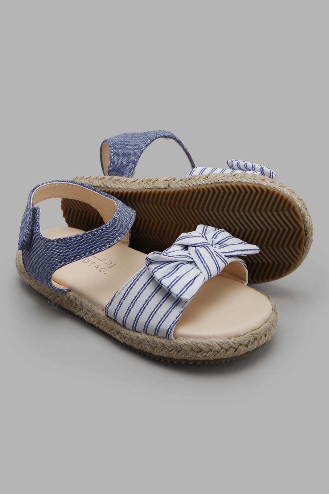 Redtag-Denim-Bow-Sandal-Category:Shoes,-Colour:Denim,-Filter:Girls-Footwear-(1-to-3-Yrs),-ING-Shoes,-New-In,-New-In-ING-FOO,-Non-Sale,-Section:Girls-(0-to-14Yrs),-W22O-Infant-Girls-1 to 3 Years