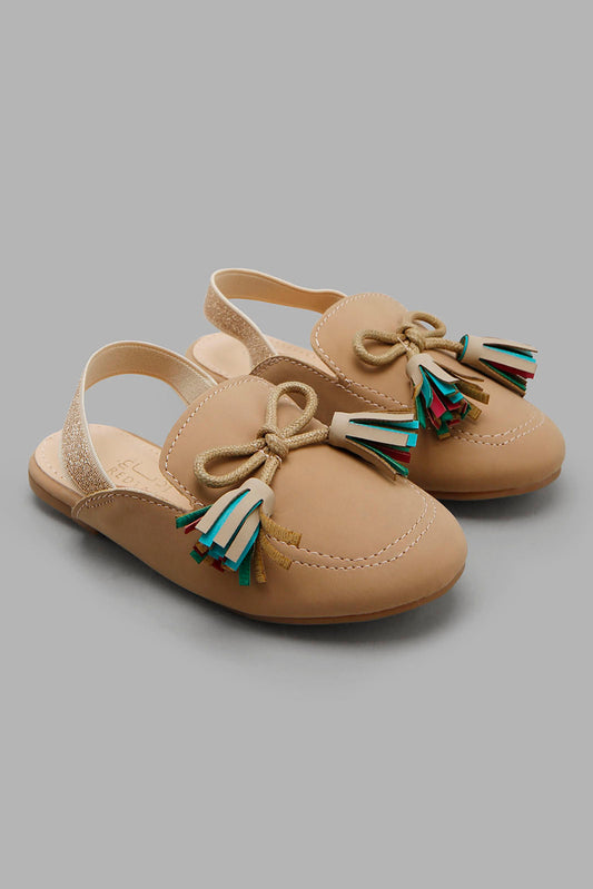 Redtag-Beige-Tassle-Mules-Category:Shoes,-Colour:Beige,-Filter:Girls-Footwear-(1-to-3-Yrs),-ING-Shoes,-New-In,-New-In-ING-FOO,-Non-Sale,-Section:Girls-(0-to-14Yrs),-W22O-Infant-Girls-1 to 3 Years