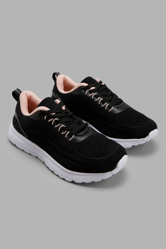 Redtag-Black-Lace-Up-Trainer-Category:Trainers,-Colour:Black,-Deals:New-In,-Filter:Girls-Footwear-(5-to-14-Yrs),-GSR-Trainers,-New-In-GSR-FOO,-Non-Sale,-Section:Girls-(0-to-14Yrs),-W22O-Senior-Girls-5 to 14 Years