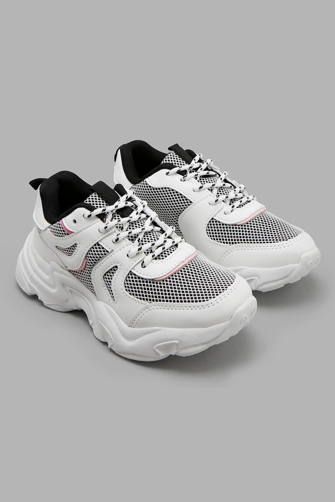 Redtag-White-Lace-Up-Trainer-Category:Trainers,-Colour:White,-Filter:Girls-Footwear-(5-to-14-Yrs),-GSR-Trainers,-New-In,-New-In-GSR-FOO,-Non-Sale,-Section:Girls-(0-to-14Yrs),-W22O-Senior-Girls-5 to 14 Years