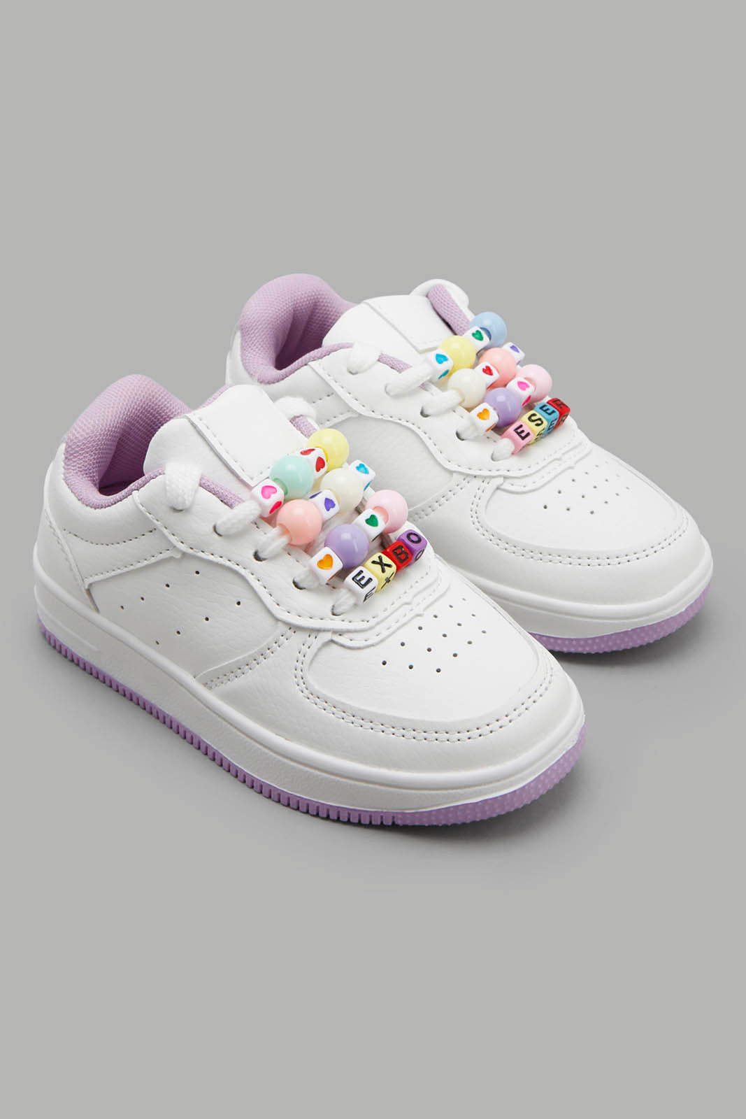 Redtag-White-Lace-Up-Sneaker-Category:Trainers,-Colour:White,-Filter:Girls-Footwear-(3-to-5-Yrs),-GIR-Trainers,-New-In,-New-In-GIR-FOO,-Non-Sale,-Section:Girls-(0-to-14Yrs),-W22O-Girls-3 to 5 Years