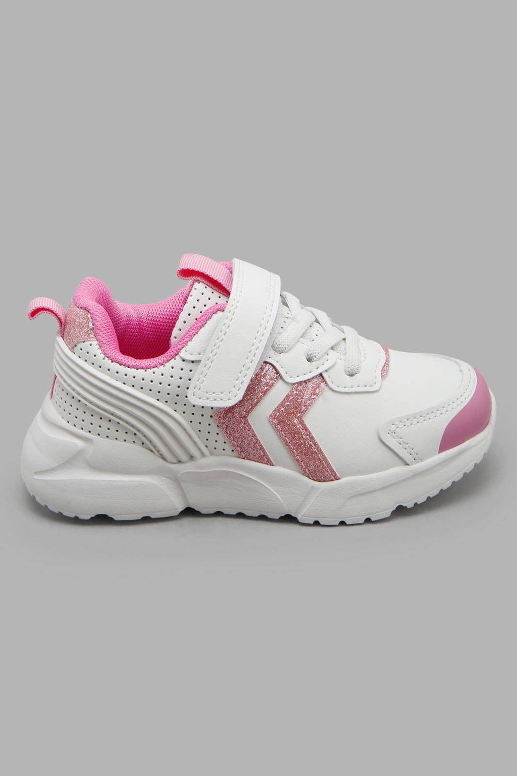 Redtag-White-Lace-Up-Sneaker-Category:Trainers,-Colour:White,-Filter:Girls-Footwear-(3-to-5-Yrs),-GIR-Trainers,-New-In,-New-In-GIR-FOO,-Non-Sale,-Section:Girls-(0-to-14Yrs),-W22O-Girls-3 to 5 Years