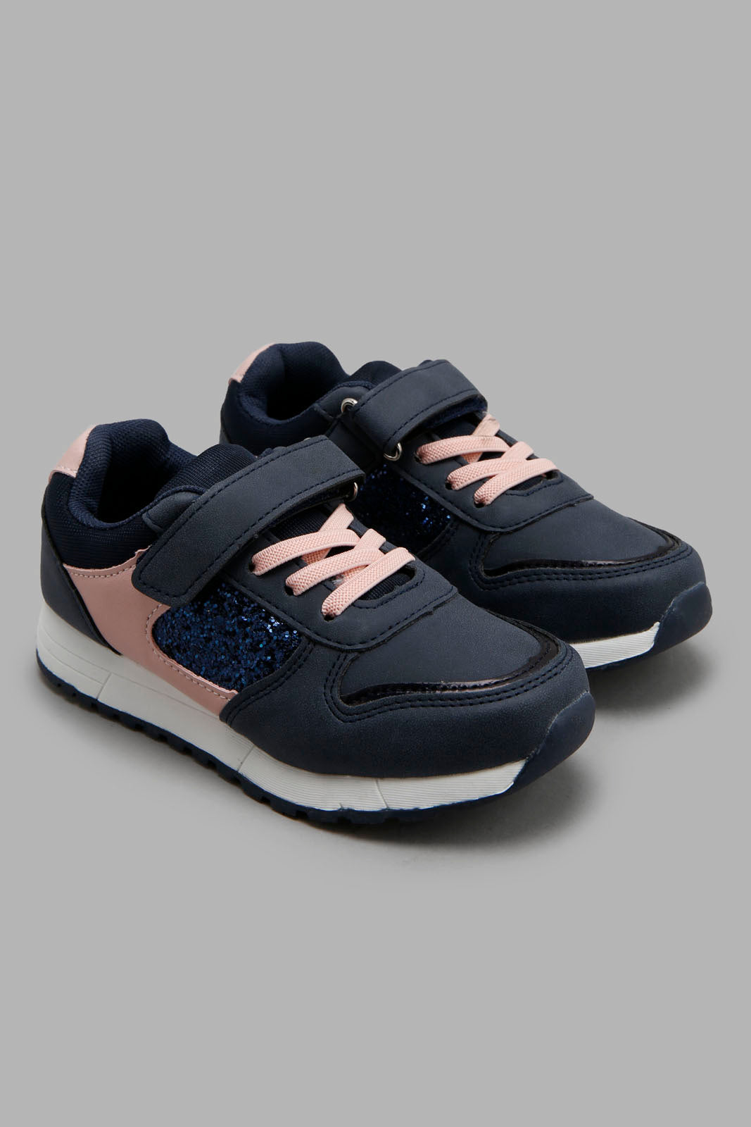 Redtag-Navy-Glitter-Upper-Slim-Runner-Category:Trainers,-Colour:Navy,-Filter:Girls-Footwear-(3-to-5-Yrs),-GIR-Trainers,-New-In,-New-In-GIR-FOO,-Non-Sale,-Section:Girls-(0-to-14Yrs),-W22O-Girls-3 to 5 Years