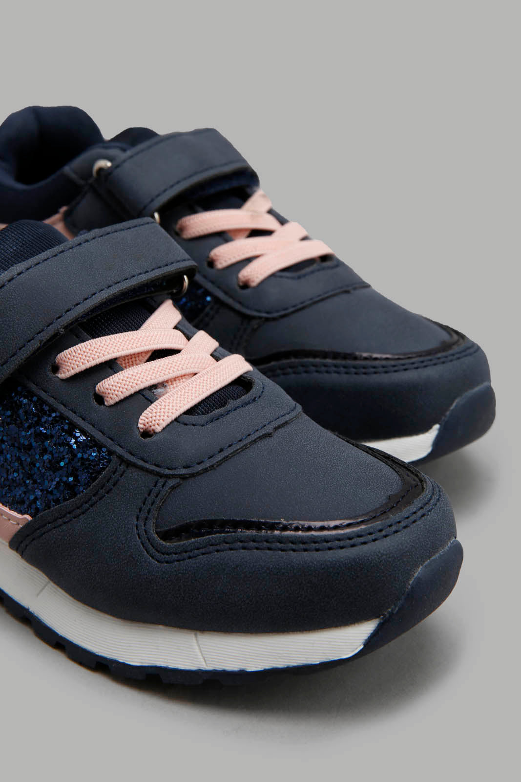 Redtag-Navy-Glitter-Upper-Slim-Runner-Category:Trainers,-Colour:Navy,-Filter:Girls-Footwear-(3-to-5-Yrs),-GIR-Trainers,-New-In,-New-In-GIR-FOO,-Non-Sale,-Section:Girls-(0-to-14Yrs),-W22O-Girls-3 to 5 Years
