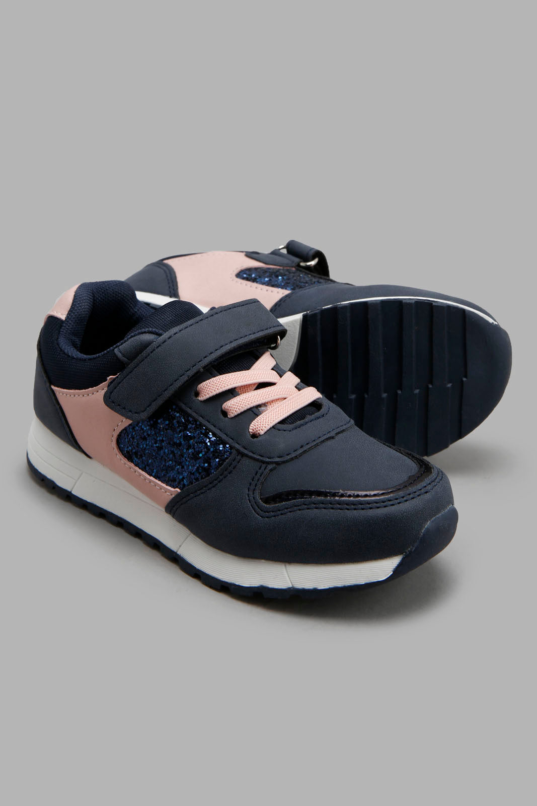 Redtag-Navy-Glitter-Upper-Slim-Runner-Category:Trainers,-Colour:Navy,-Filter:Girls-Footwear-(3-to-5-Yrs),-GIR-Trainers,-New-In,-New-In-GIR-FOO,-Non-Sale,-Section:Girls-(0-to-14Yrs),-W22O-Girls-3 to 5 Years