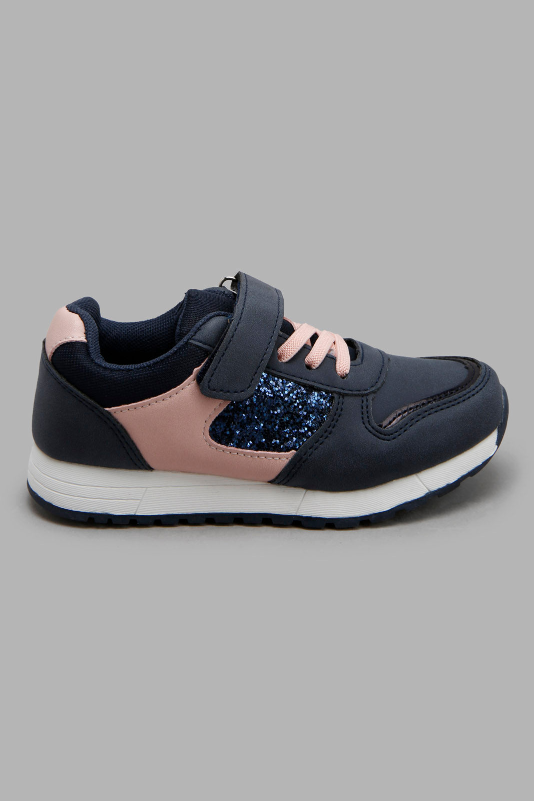 Redtag-Navy-Glitter-Upper-Slim-Runner-Category:Trainers,-Colour:Navy,-Filter:Girls-Footwear-(3-to-5-Yrs),-GIR-Trainers,-New-In,-New-In-GIR-FOO,-Non-Sale,-Section:Girls-(0-to-14Yrs),-W22O-Girls-3 to 5 Years