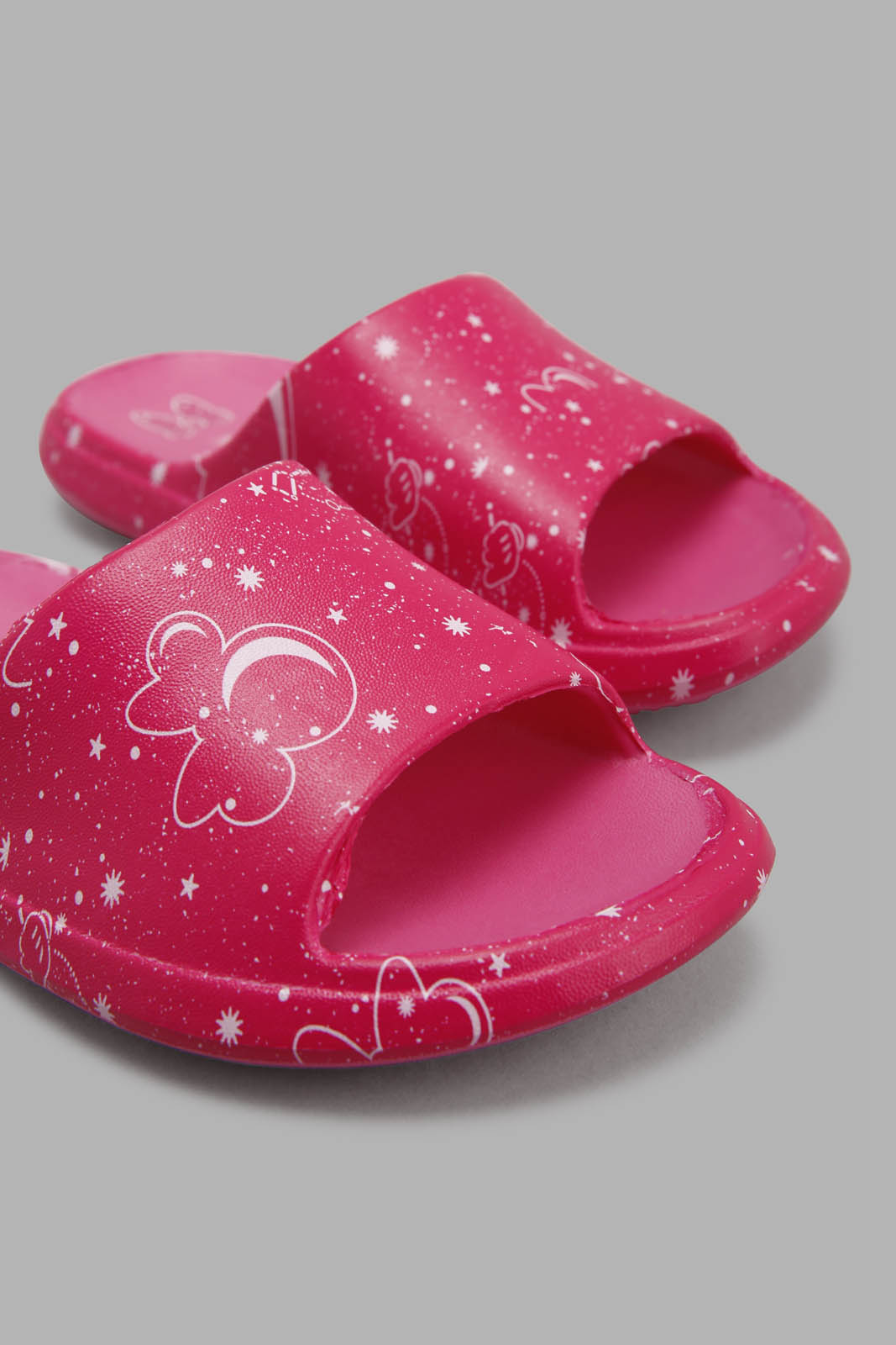 Redtag-Fuchsia-Minnie-Character-Print-Slide-Category:Flip-Flops,-CHR,-Colour:Fuchsia,-Filter:Girls-Footwear-(3-to-5-Yrs),-GIR-Flip-Flops,-New-In,-New-In-GIR-FOO,-Non-Sale,-Section:Girls-(0-to-14Yrs),-W22A-Girls-3 to 5 Years