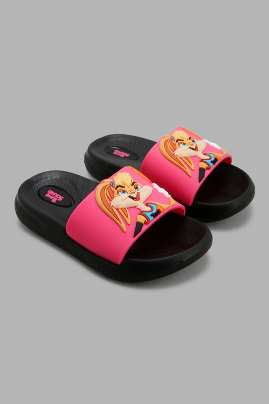 Redtag-Black-Space-Jam-Character-Slide-Category:Flip-Flops,-CHR,-Colour:Black,-ContentTest,-Deals:New-In,-Filter:Girls-Footwear-(3-to-5-Yrs),-GIR-Flip-Flops,-New-In-GIR-FOO,-Non-Sale,-S22C,-Section:Girls-(0-to-14Yrs)-Girls-3 to 5 Years