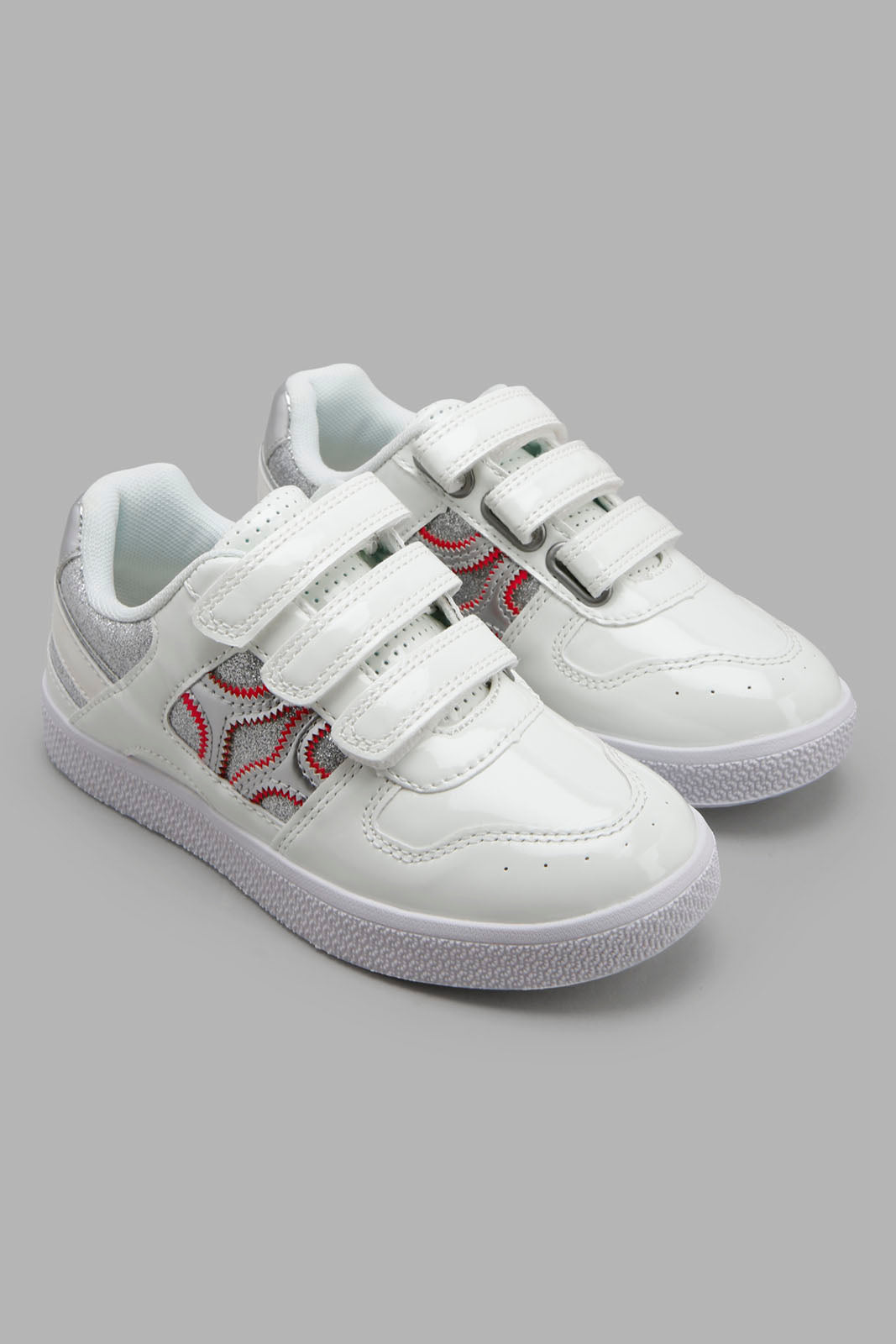 Redtag-White-Multi-Piece-Sneaker-Category:Trainers,-Colour:White,-Filter:Girls-Footwear-(3-to-5-Yrs),-GIR-Trainers,-New-In,-New-In-GIR-FOO,-Non-Sale,-Section:Girls-(0-to-14Yrs),-W22O-Girls-3 to 5 Years