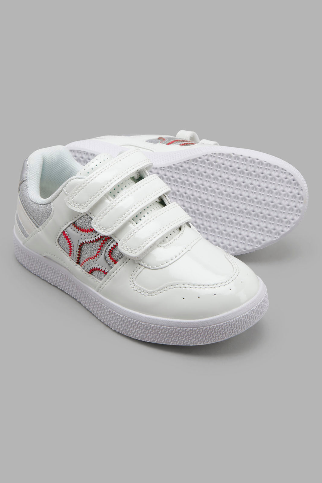 Redtag-White-Multi-Piece-Sneaker-Category:Trainers,-Colour:White,-Filter:Girls-Footwear-(3-to-5-Yrs),-GIR-Trainers,-New-In,-New-In-GIR-FOO,-Non-Sale,-Section:Girls-(0-to-14Yrs),-W22O-Girls-3 to 5 Years