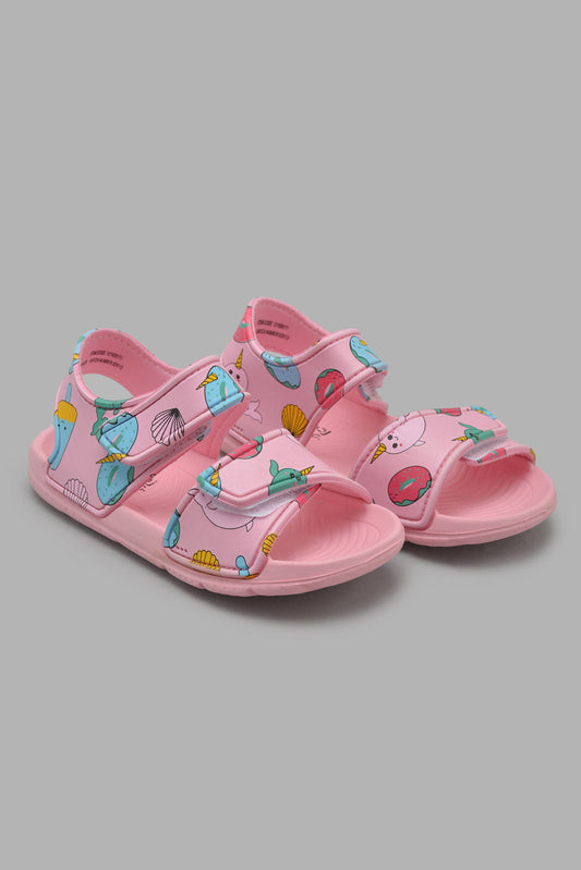 Redtag-Pale-Pink-Printed-Slide-Category:Flip-Flops,-Colour:Pink,-Filter:Girls-Footwear-(3-to-5-Yrs),-GIR-Flip-Flops,-New-In,-New-In-GIR-FOO,-Non-Sale,-Section:Girls-(0-to-14Yrs),-W22O-Girls-3 to 5 Years