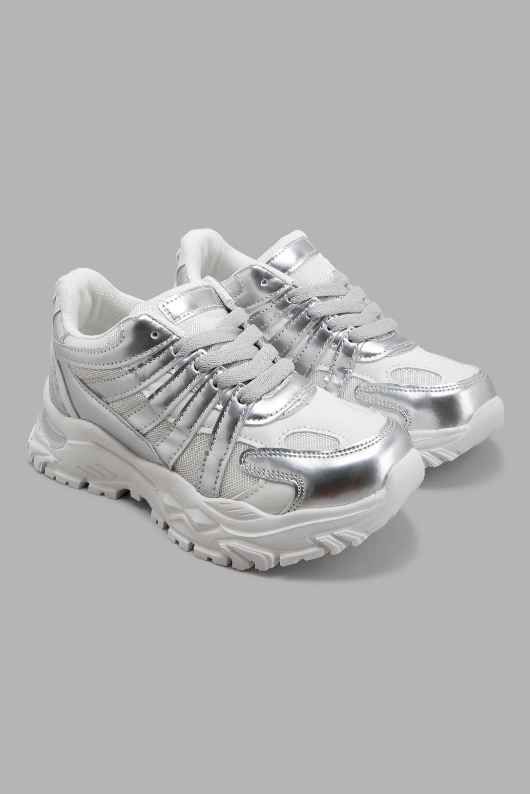 Redtag-Pale-Grey-Lace-Up-Trainer-Category:Trainers,-Colour:Grey,-Filter:Girls-Footwear-(5-to-14-Yrs),-GSR-Trainers,-New-In,-New-In-GSR-FOO,-Non-Sale,-Section:Girls-(0-to-14Yrs),-W22A-Senior-Girls-5 to 14 Years