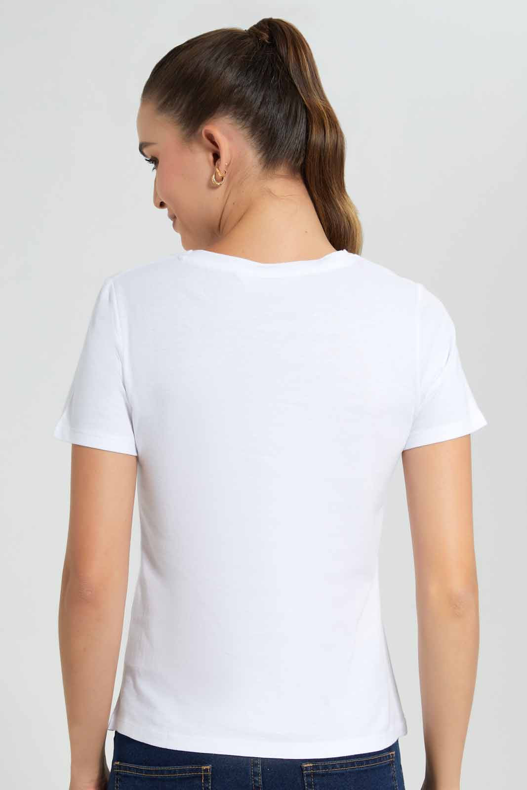 Redtag-White-Icon-Embellished-T-Shirt-Category:T-Shirts,-Colour:White,-Filter:Women's-Clothing,-New-In,-New-In-Women,-Non-Sale,-S22D,-Section:Women,-TBL,-Women-T-Shirts-Women's-