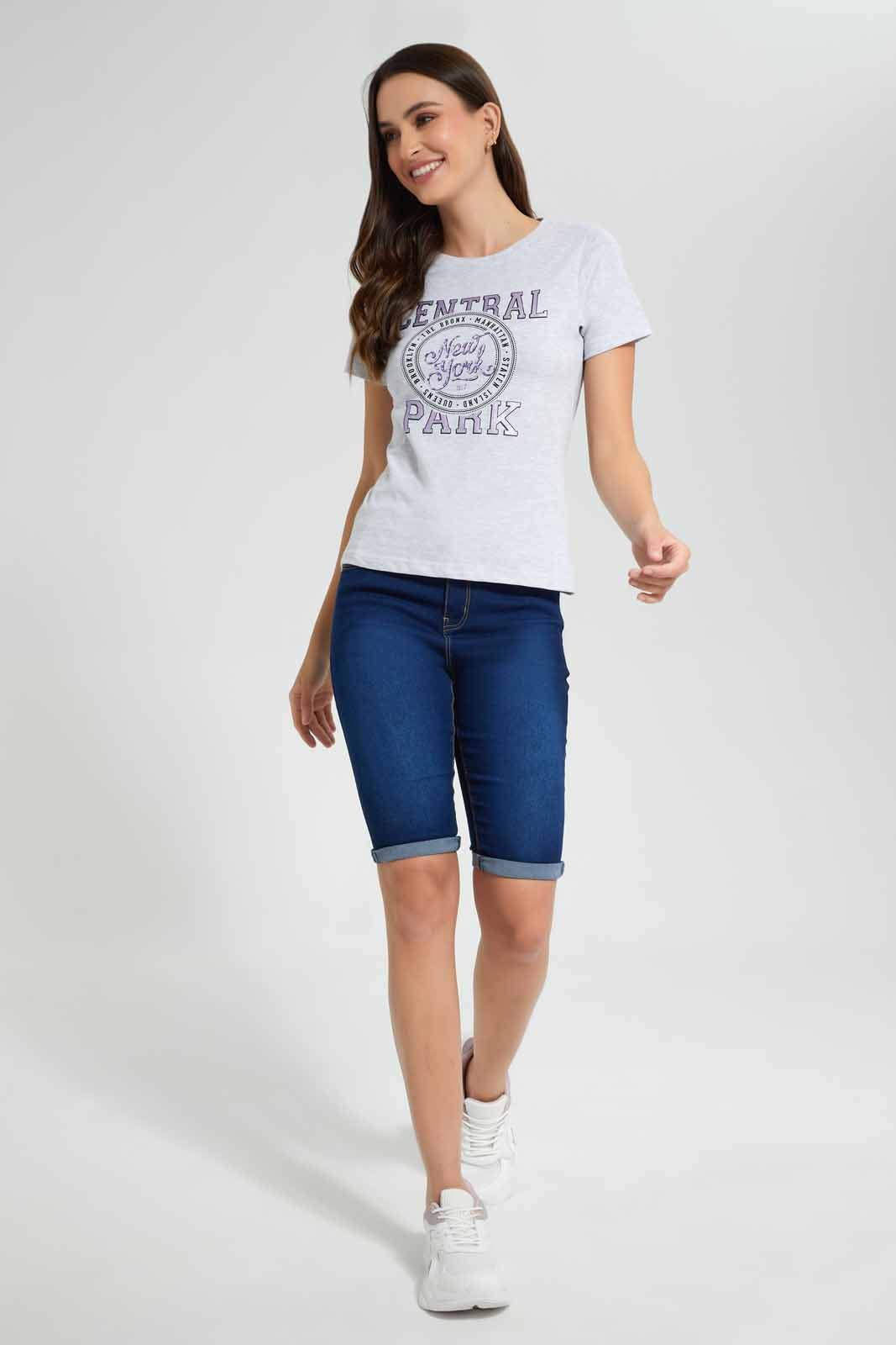 Redtag-Grey-Cental-Park-Print-T-Shirt-Category:T-Shirts,-Colour:Grey,-Filter:Women's-Clothing,-New-In,-New-In-Women,-Non-Sale,-S22D,-Section:Women,-TBL,-Women-T-Shirts-Women's-