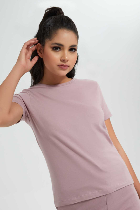 Redtag-Mauve-Crew-Neck-T-Shirt-Graphic-T-Shirts-Women's-