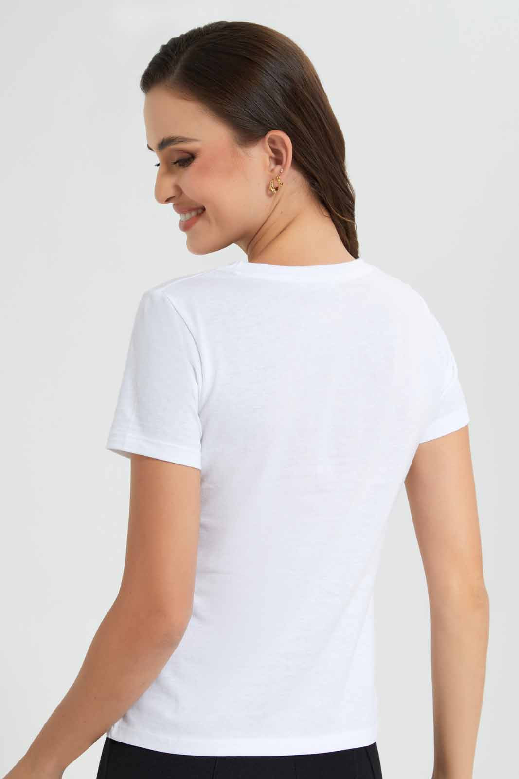 Redtag-White-La-Mode-Embellished-T-Shirt-Category:T-Shirts,-Colour:White,-Filter:Women's-Clothing,-New-In,-New-In-Women,-Non-Sale,-S22D,-Section:Women,-TBL,-Women-T-Shirts-Women's-