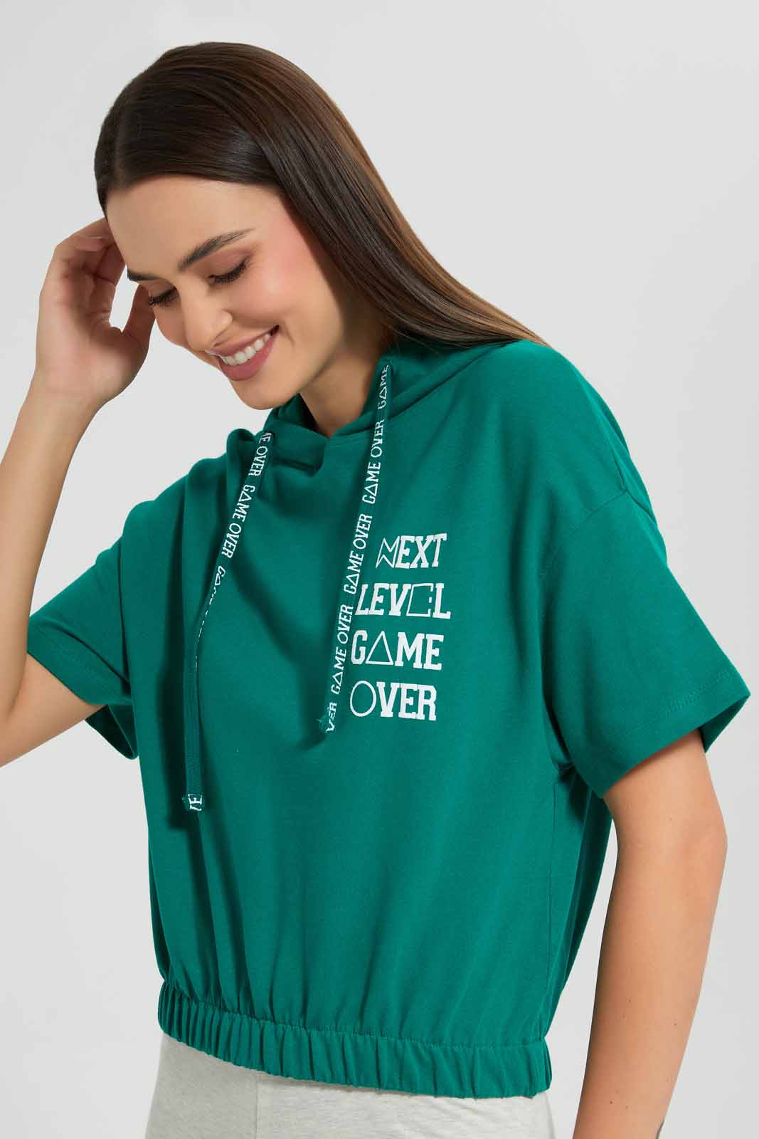 Redtag-Green-Printed-Hoodie-Sweatshirt-Category:Sweatshirts,-Colour:Green,-Deals:New-In,-Filter:Women's-Clothing,-New-In-Women,-Non-Sale,-S22C,-Section:Women,-Women-Sweatshirts-Women's-