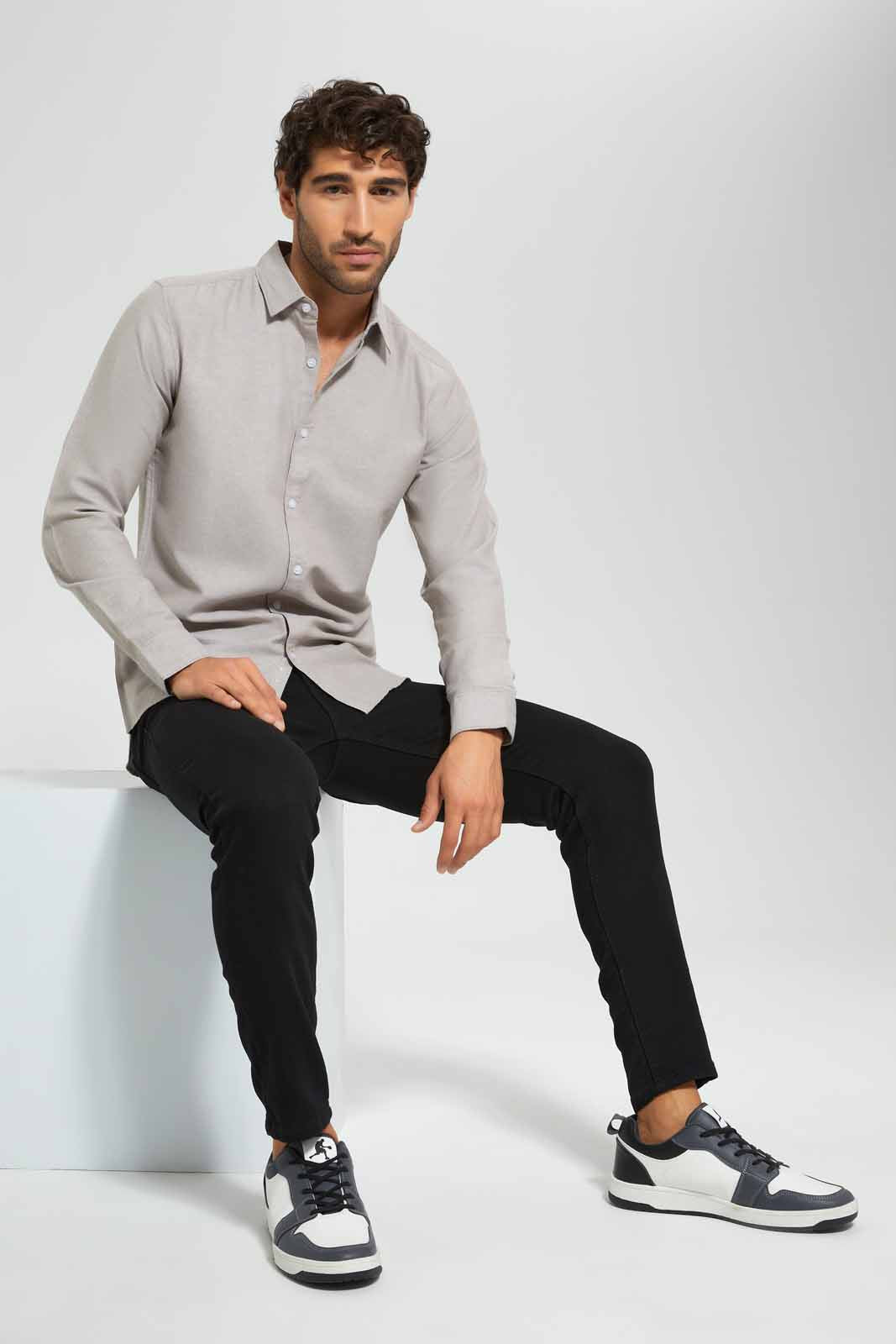 Redtag-Beige-Regular-Collar-Oxford-Shirt-Category:Shirts,-Colour:Beige,-Filter:Men's-Clothing,-Men-Shirts,-New-In,-New-In-Men,-Non-Sale,-S22D,-Section:Men,-TBL-Men's-