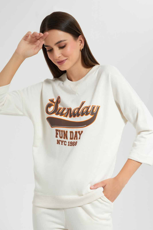 Ivory Printed Sweatshirt