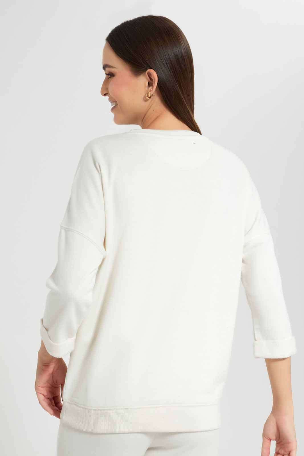 Ivory Printed Sweatshirt