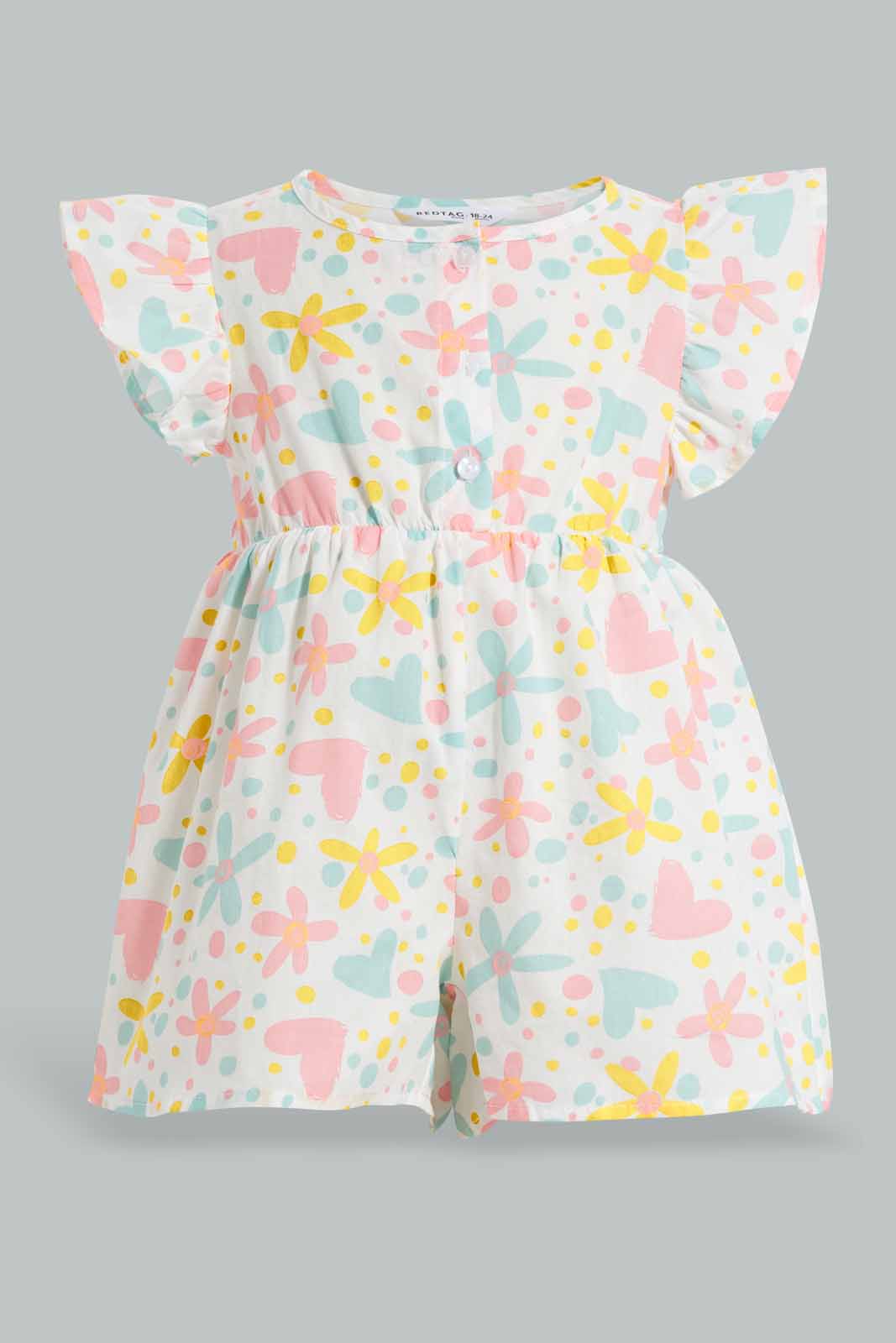 Redtag-Multicolour-Floral-Jumpsuit-For-Baby-Girls-Category:Jumpsuits,-Colour:Multicolour,-Deals:4-For-90,-Deals:Sale,-Filter:Infant-Girls-(3-to-24-Mths),-Infant-Girls-Jumpsuits,-S22C,-Sale-ING-APL,-Section:Girls-(0-to-14Yrs)-Infant-Girls-3 to 24 Months